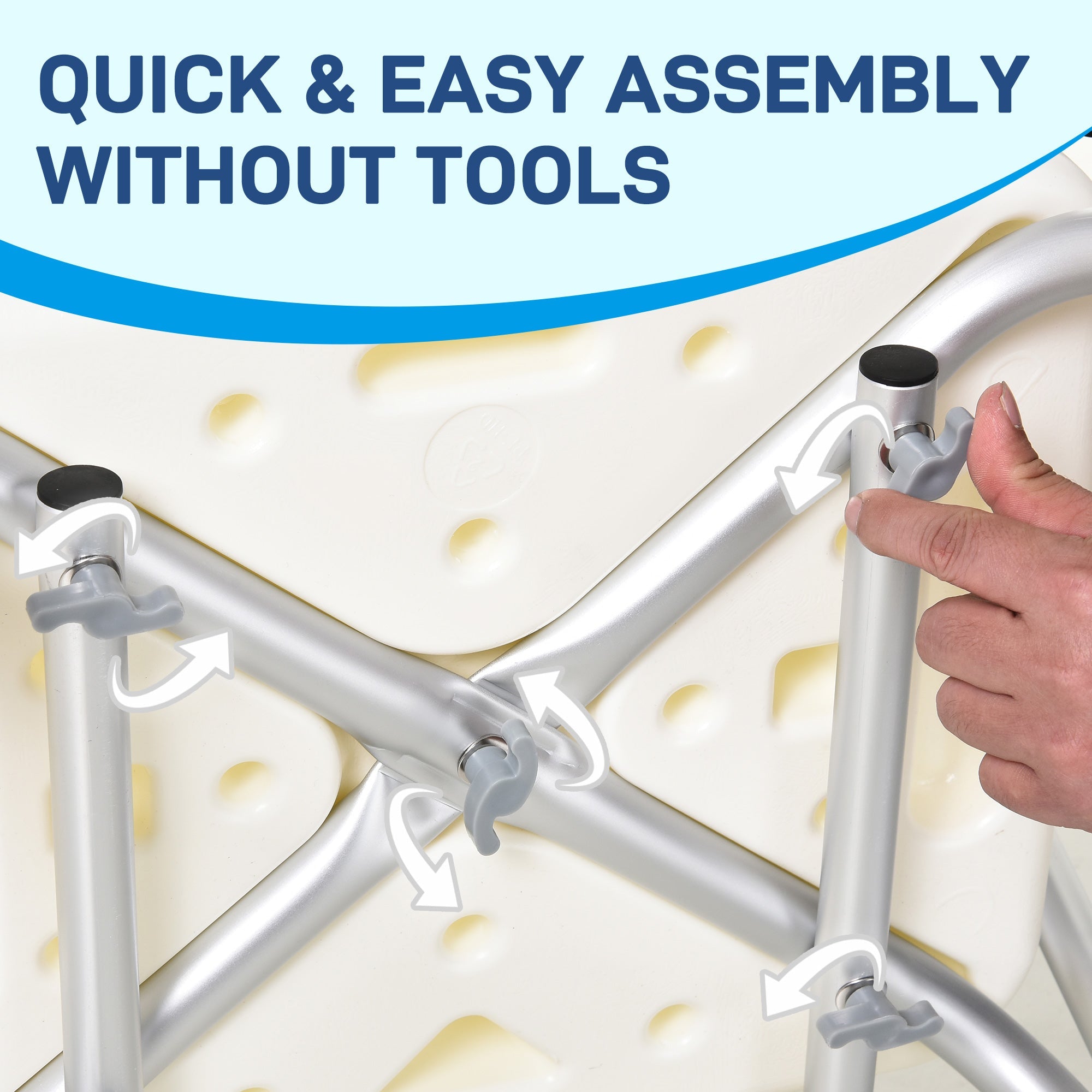 HOMCOM Medical Shower Chair Adjustable with Back Bathtub Bench Seat Padded Arms Non Slip Safety for Disabled Seniors