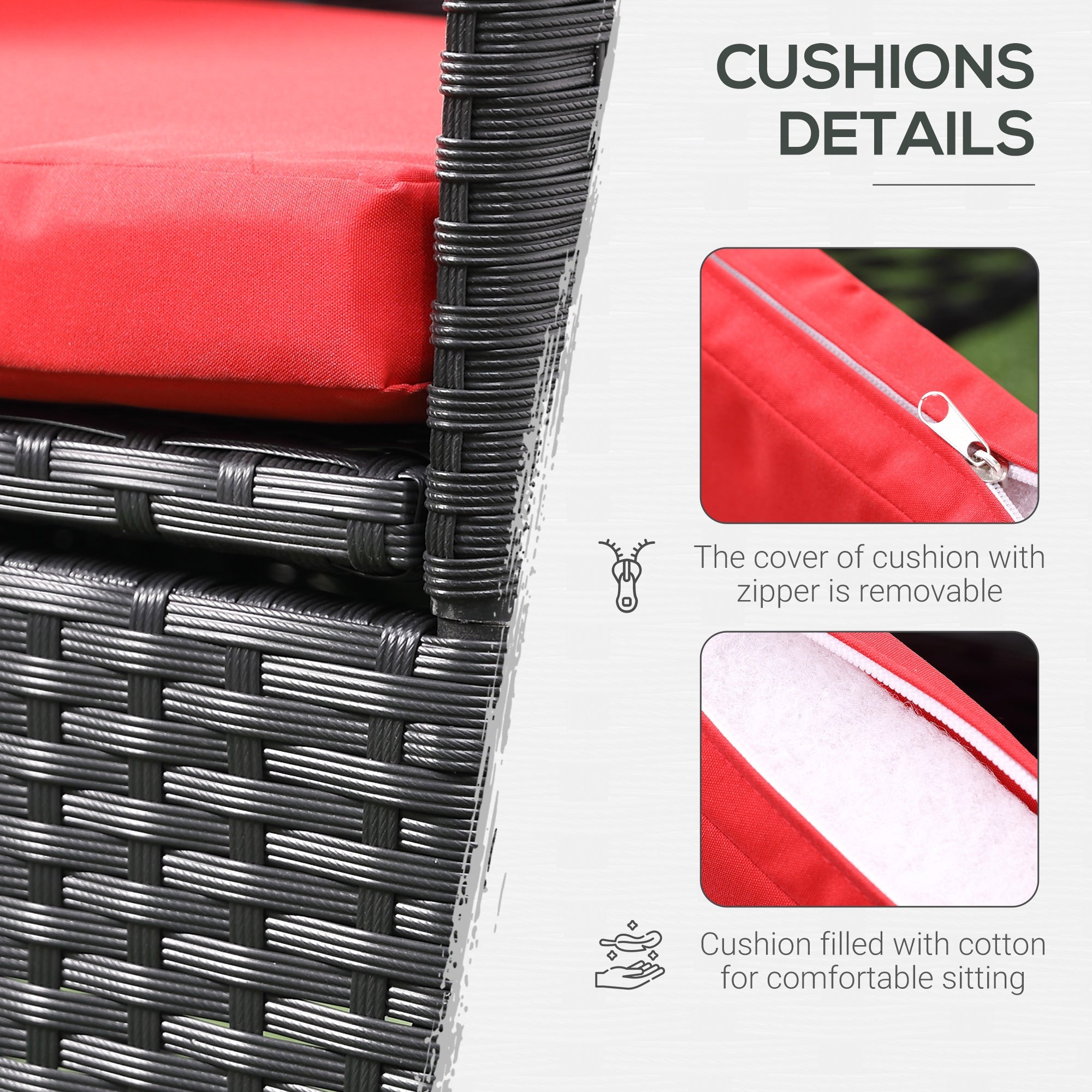 Outsunny 3PC Rattan Bistro Set Outdoor Garden Furniture 2 Armchair Glass Top Coffee Table Wicker Black