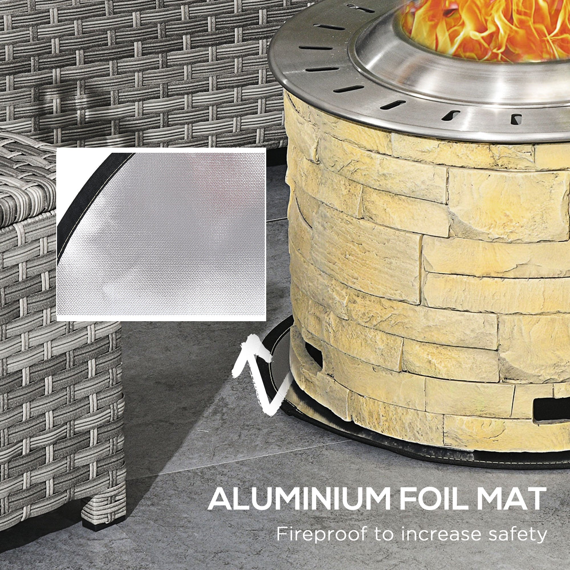 Outsunny Portable Smokeless Fire Pit Camping Bonfire Stove Mat Backyard Patio Picnic Magnesium Oxide Yellow