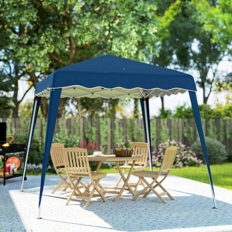 8' x 8' Pop Up Canopy, Outdoor Foldable Tent, Portable Canopy Tent with Carrying Bag for Camping, Party, Picnic, Blue
