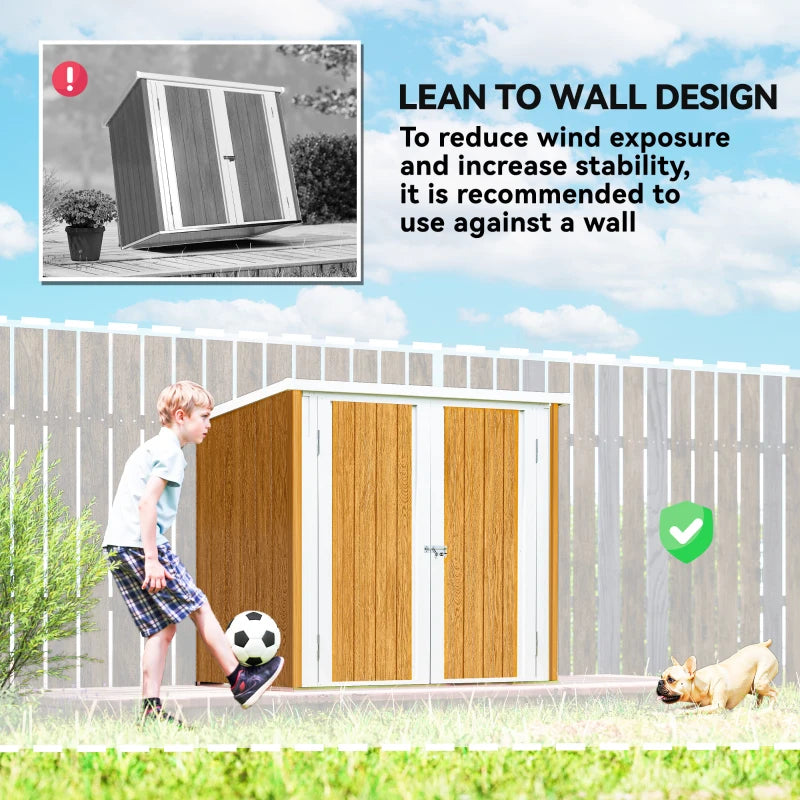 5' x 3' Metal Garden Storage Shed, Tool House with Double Doors for Backyard, Patio, Lawn