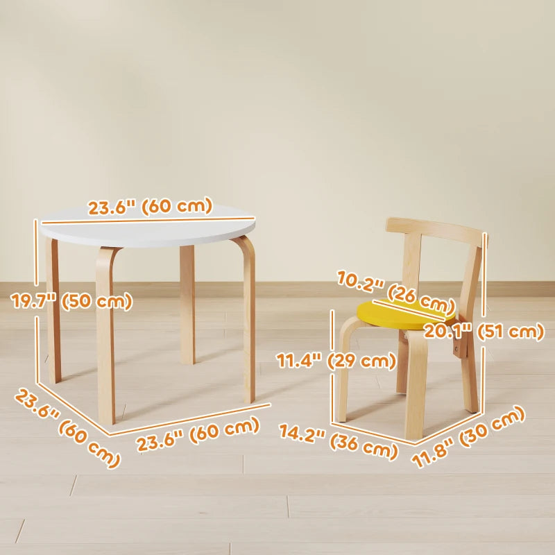 Qaba Wooden Kids Table and Chairs Set, Toddler Table and Chairs Set for 3-8 Years, Multi-Coloured
