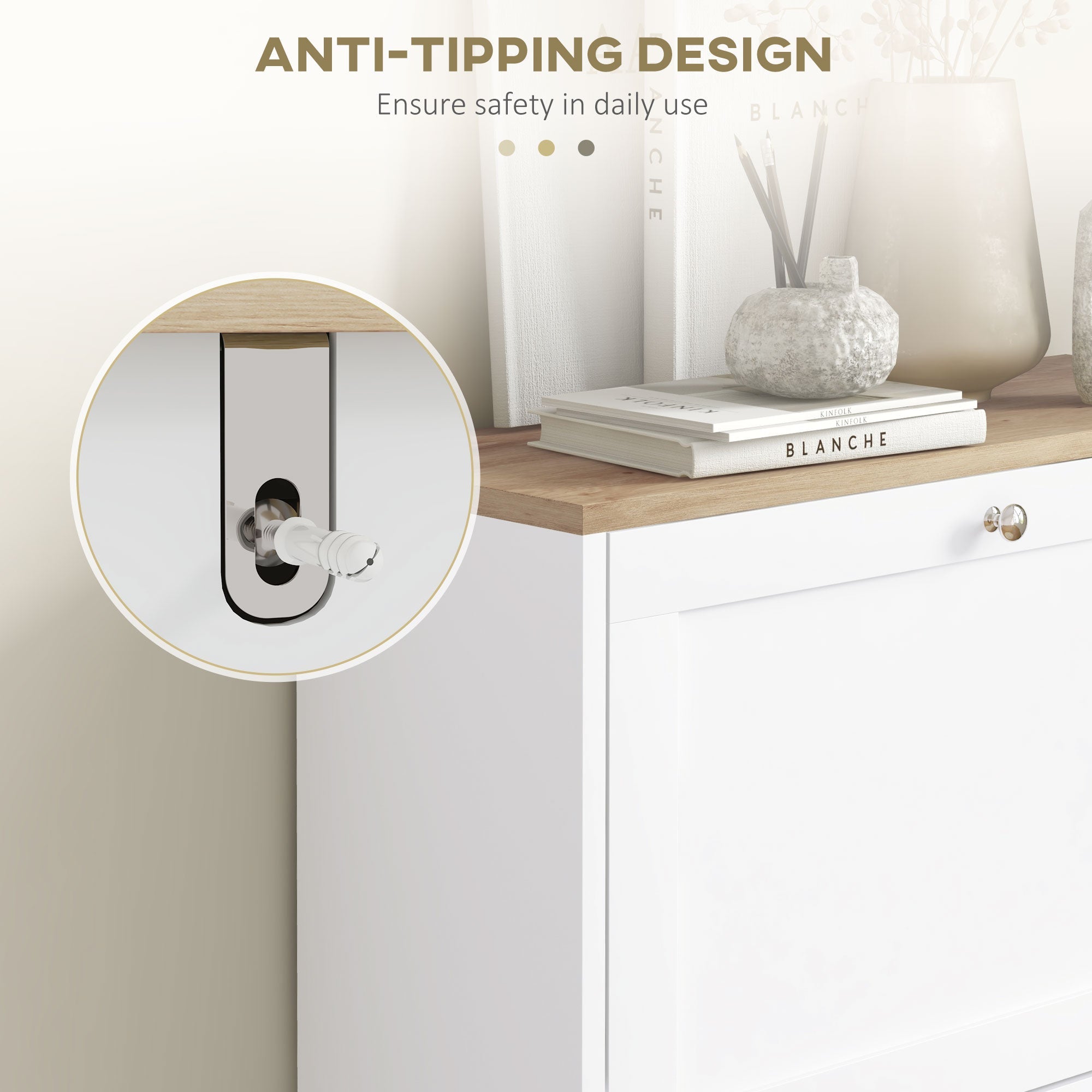 HOMCOM Slim Shoe Storage Cabinet, Modern Shoe Cabinet with 2 Flip Drawers and Adjustable Shelves for 12 Pairs, White