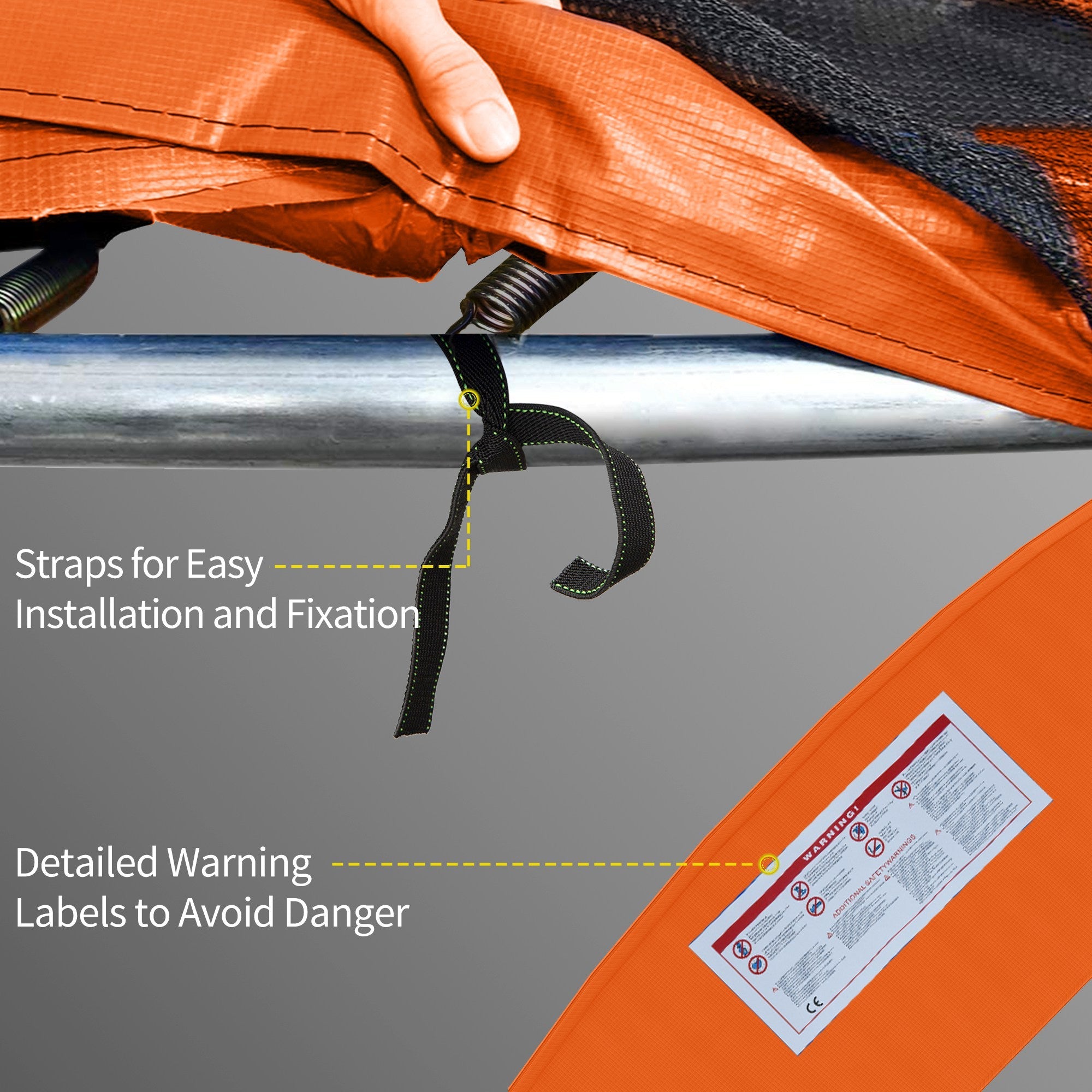 Soozier 12ft Trampoline Replacement Pad Trampoline Spring Cover EPE Foam Light Orange