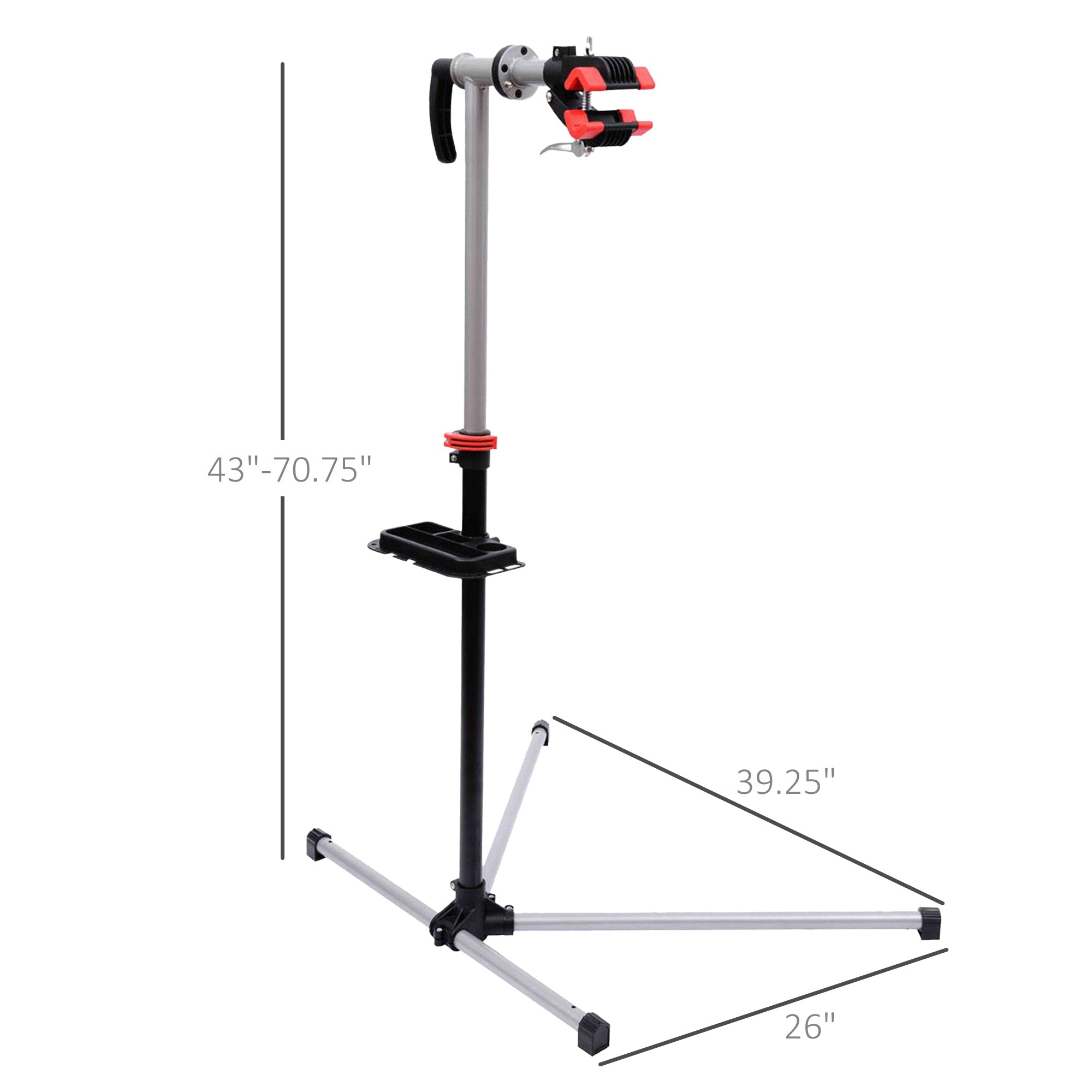 HOMCOM Bike Repair Stand Adjustable 47" To 75" with Tool Tray Bicycle Cycle Maintenance Rack Workstation