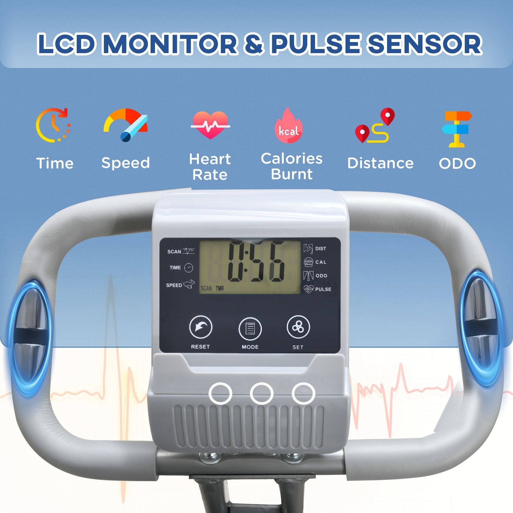 Soozier 3 in 1 Folding Exercise Bike, Foldable Stationary Bike with 8-Level Magnetic Resistance, Adjustable Seat, Grey