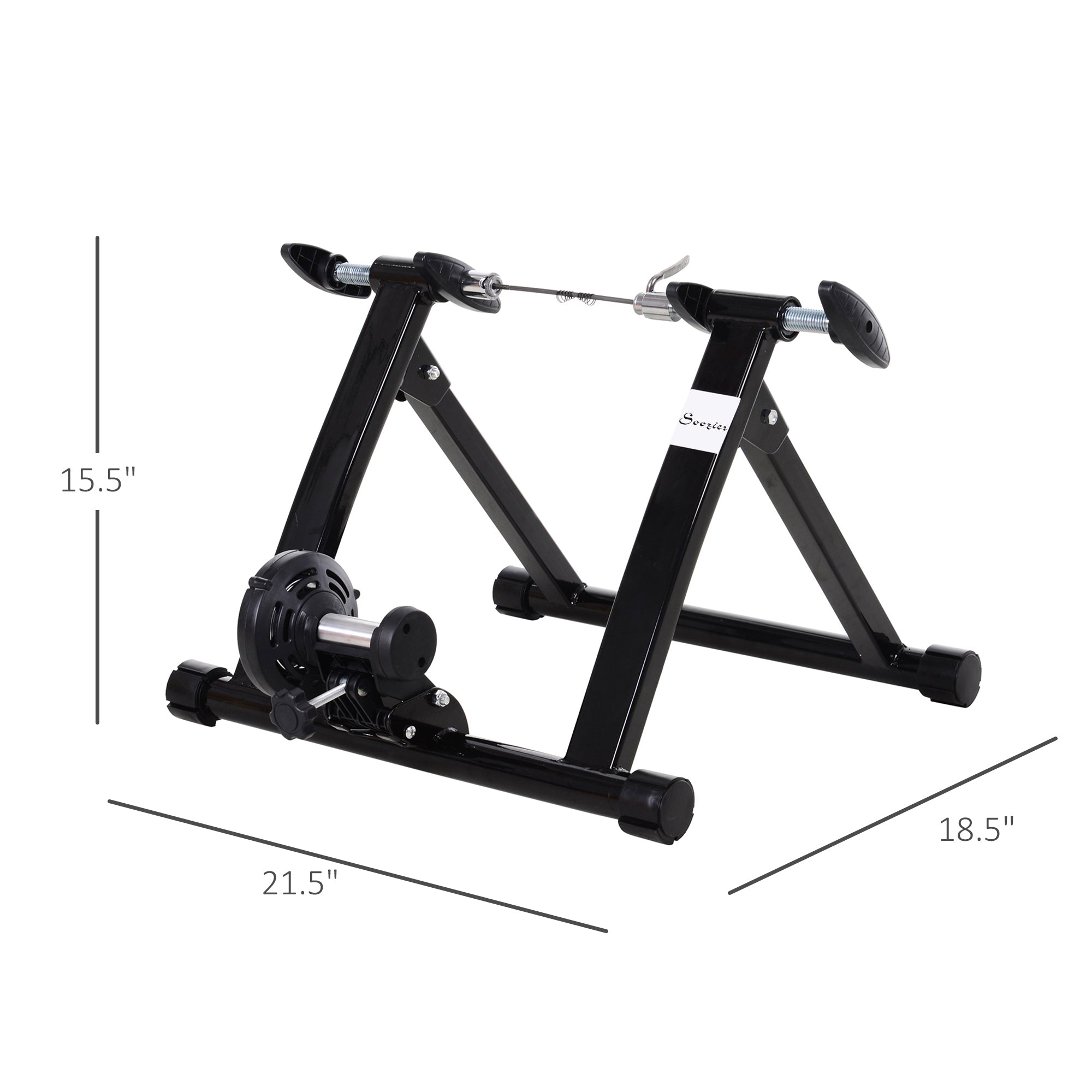Soozier Magnetic Bike Trainer: Foldable Indoor Bicycle Exercise Stand with Steel Frame for Home Gym, Black