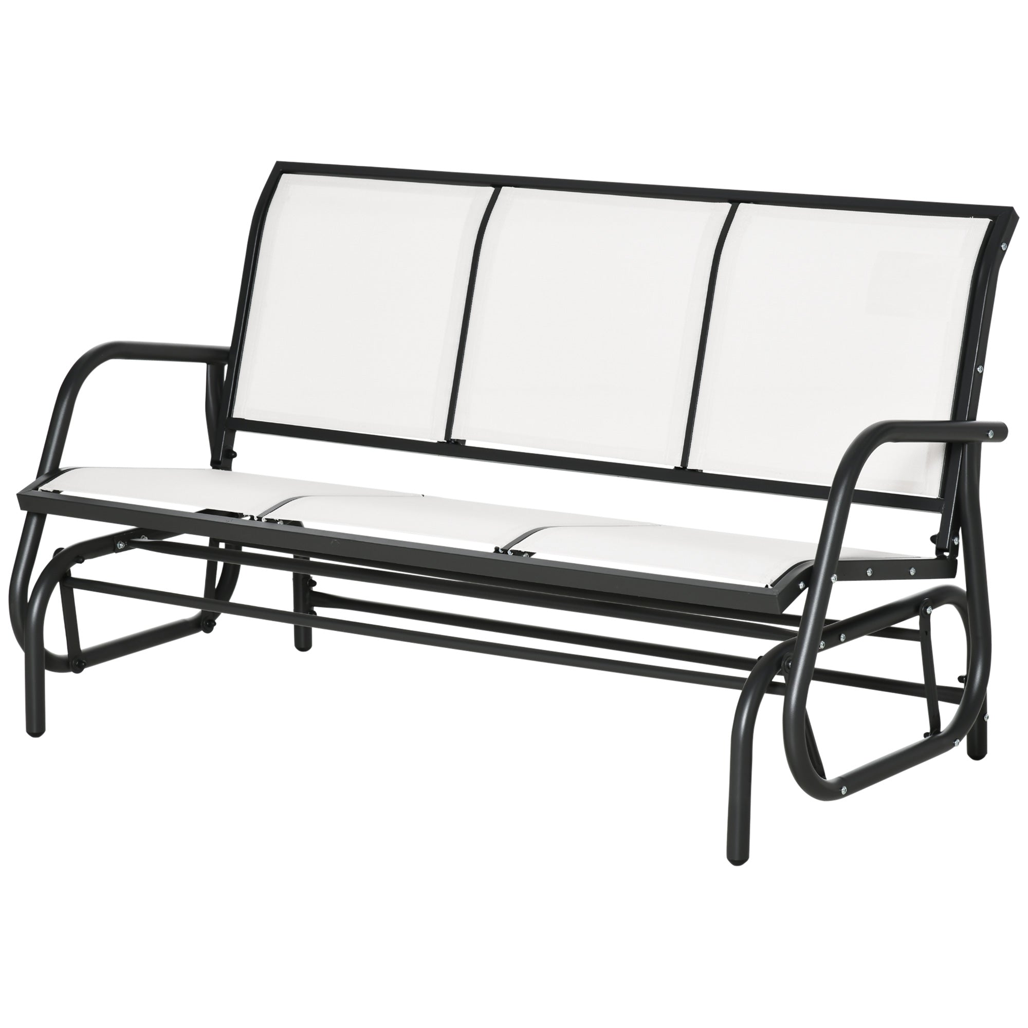 Outsunny 3-Seat Outdoor Glider Chair, Patio Rocking Chair, Steel Frame, Sling Fabric Seat for Garden, Backyard, Lawn, Cream