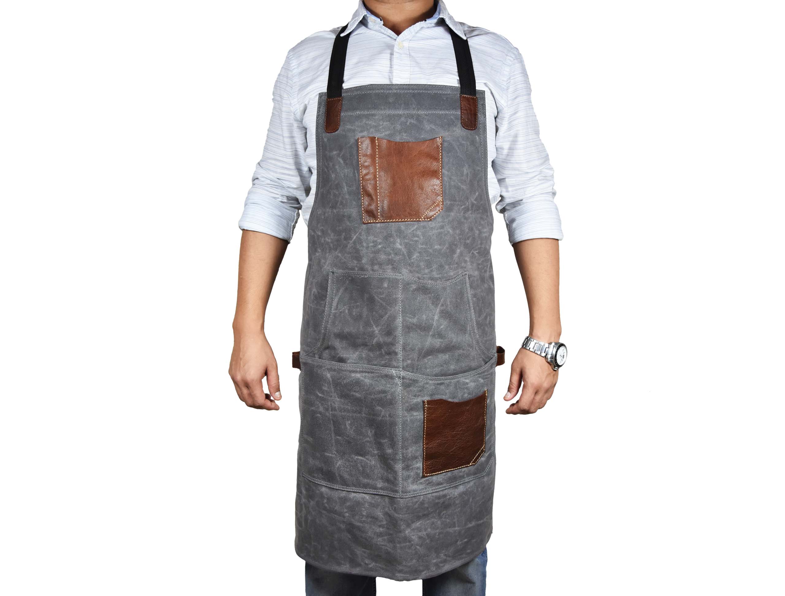 Fremont Leather Canvas Utility Apron for Work & Craft