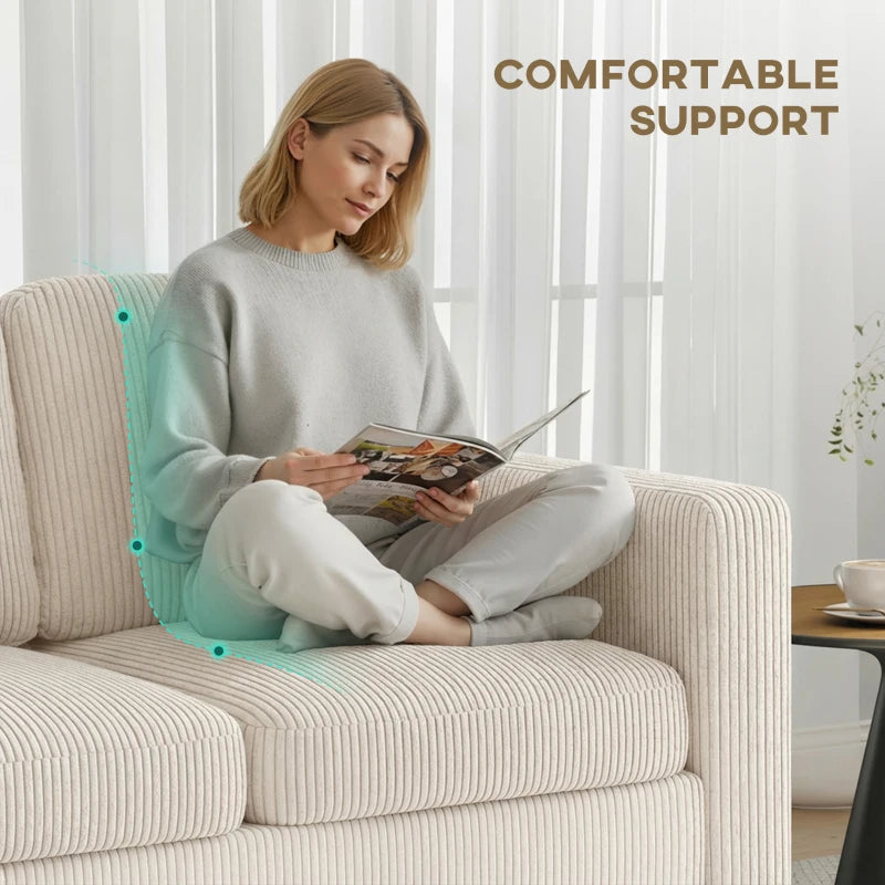 Sectional Sofa, L Shaped Couch, with Changeable Chaise or Ottoman, Cream White