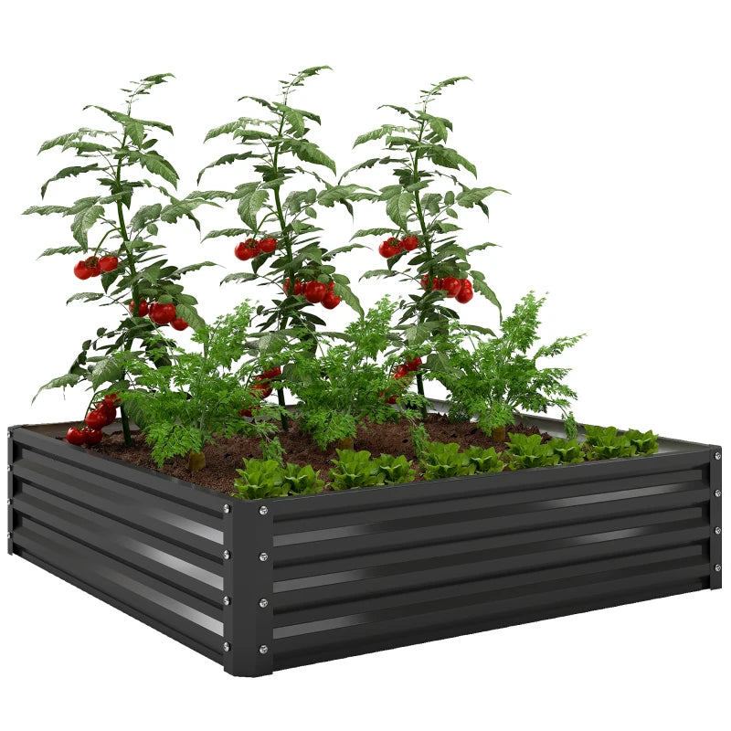 Raised Garden Bed Galvanized Steel Planter Box for Vegetables, Flowers, Herbs, Black