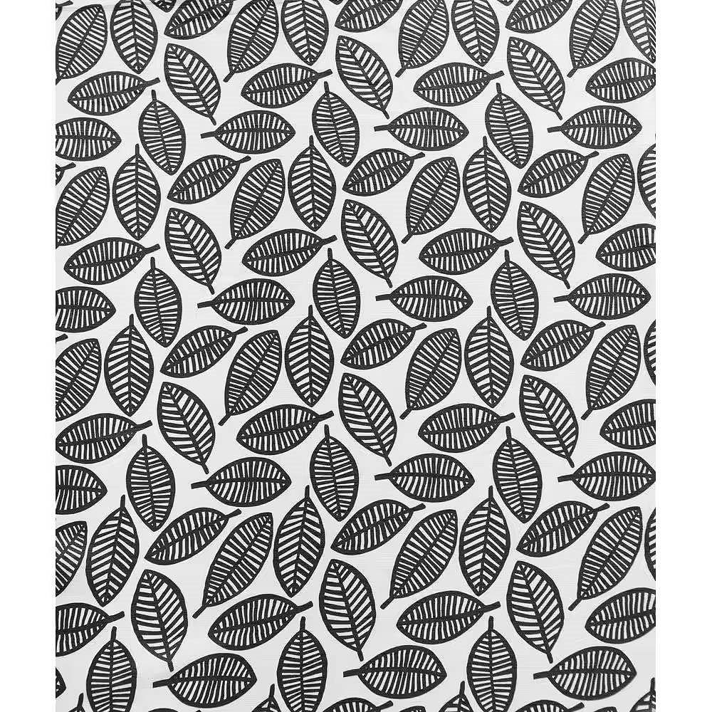 72-inch Black White Leaf Pattern Shower Curtain in 100-Percent Polyester Fabric - Free Shipping