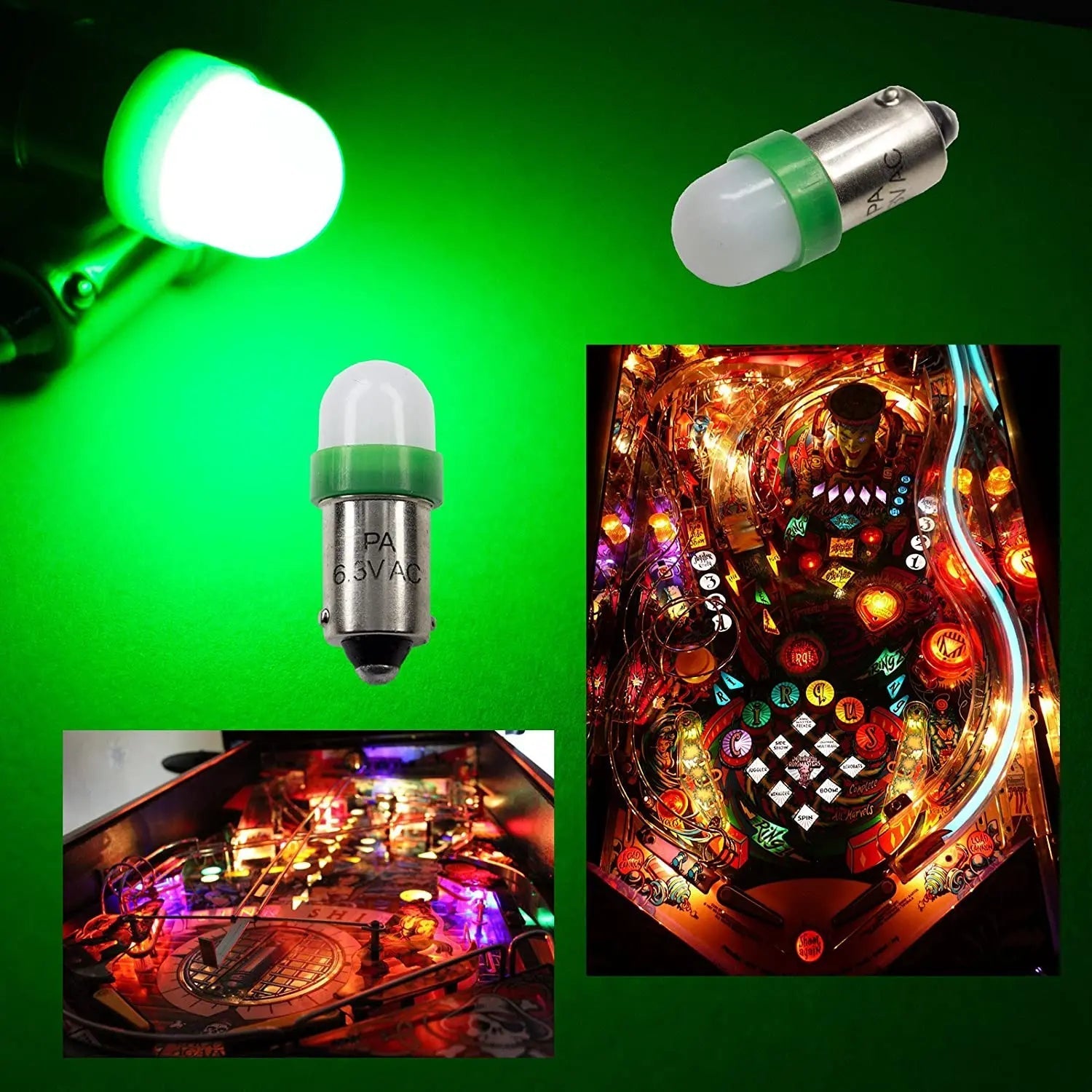LED Bayonet Frosted Arcade Pinball Machine Light Bulb 2SMD BA9S #44 #47 6.3V AC / DC Top View (10PCS, Normal)