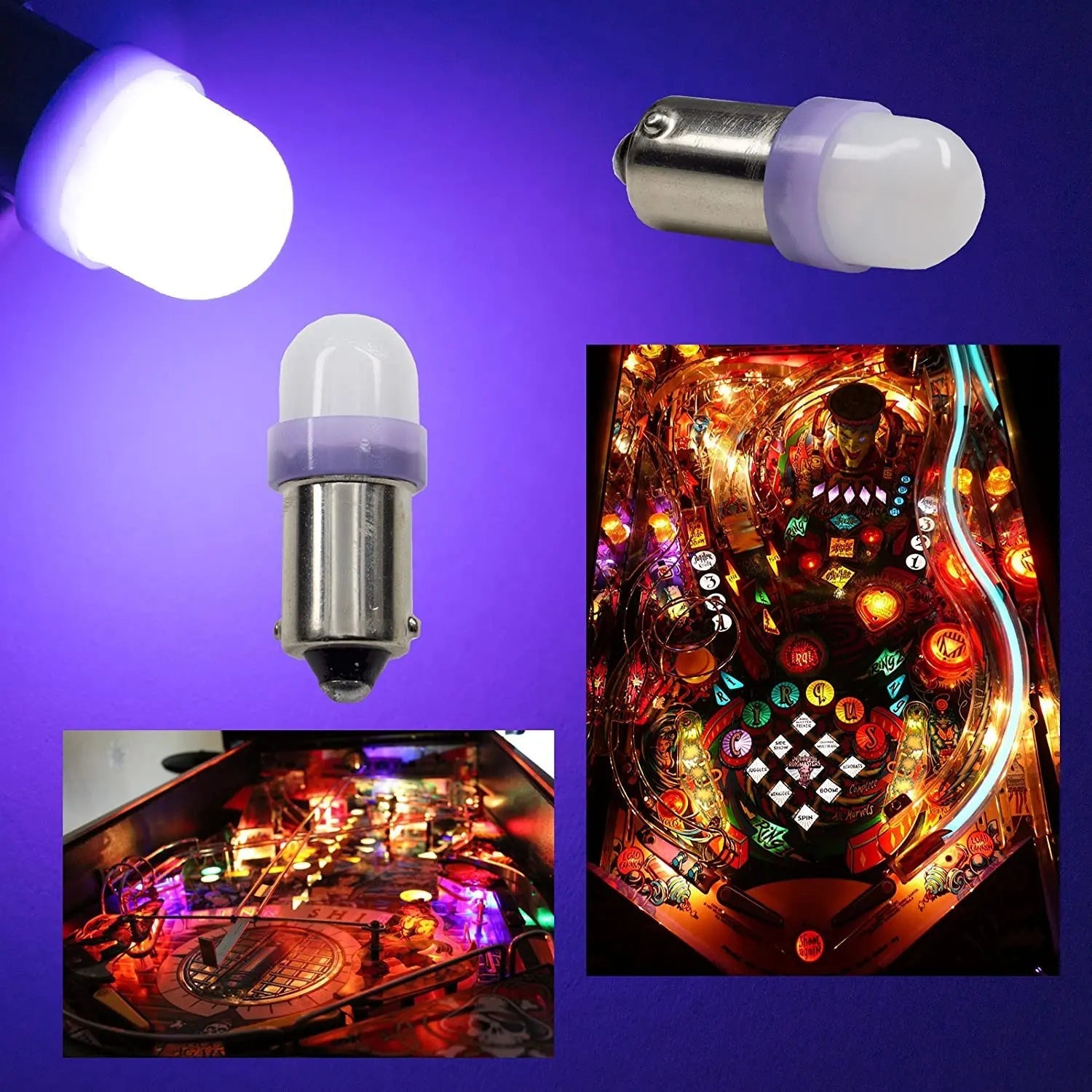 LED Bayonet Frosted Arcade Pinball Machine Light Bulb 2SMD BA9S #44 #47 6.3V AC / DC Top View (10PCS, Normal)