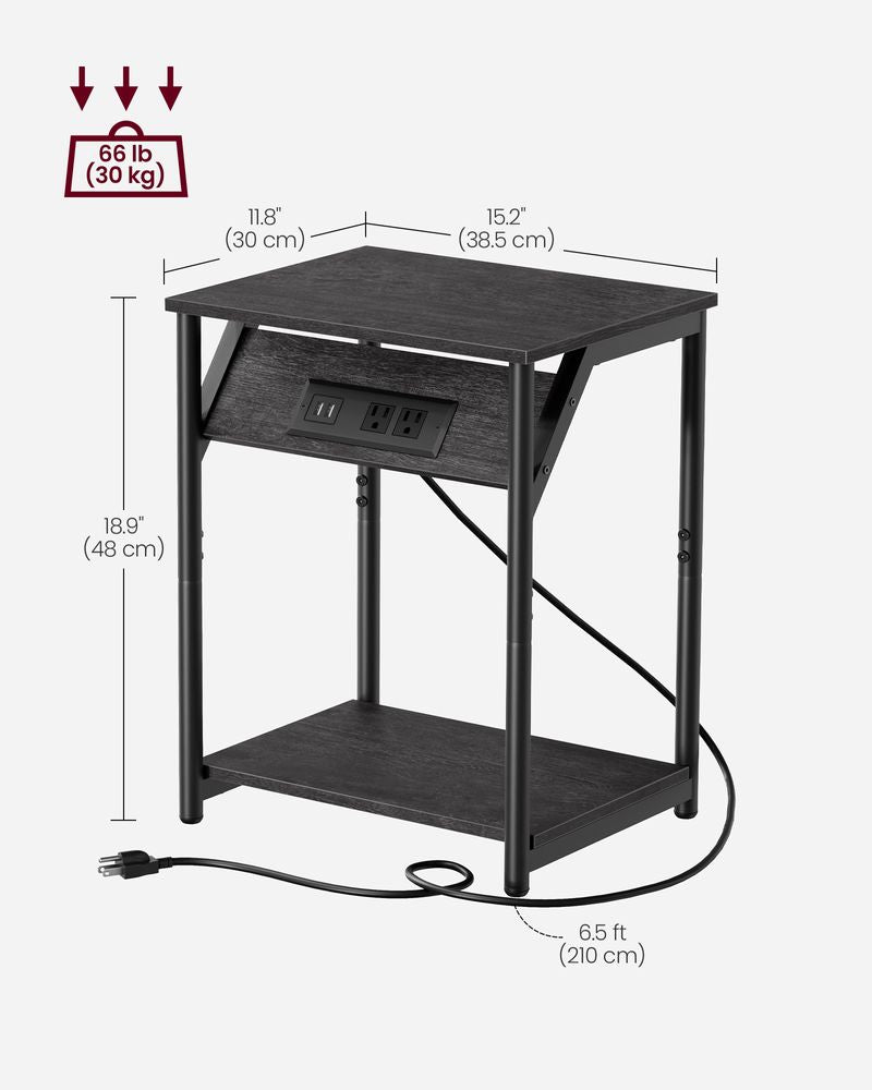 VASAGLE Set of 2 End Tables with Charging Station