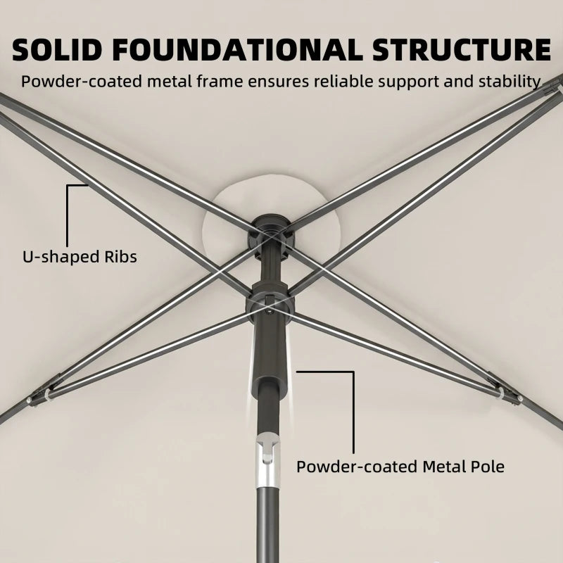 6' x 4' Patio Umbrella with Tilt, Rectangular Outdoor Umbrella for Garden, Beige