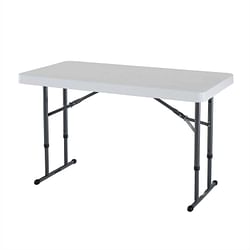 Adjustable Height 4-Foot Commercial Folding Table with White HDPE Top - Free Shipping