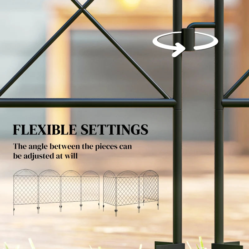 Outdoor Metal Garden Fence Panels, Border Edging for Yard, Patio, 4 Pack, Curved Scrollworks