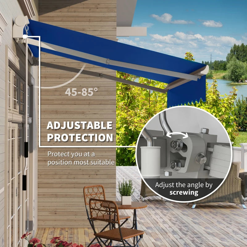 8'x7' Patio Awning Manual Retractable Sun Shade Outdoor Deck Canopy Shelter, Blue