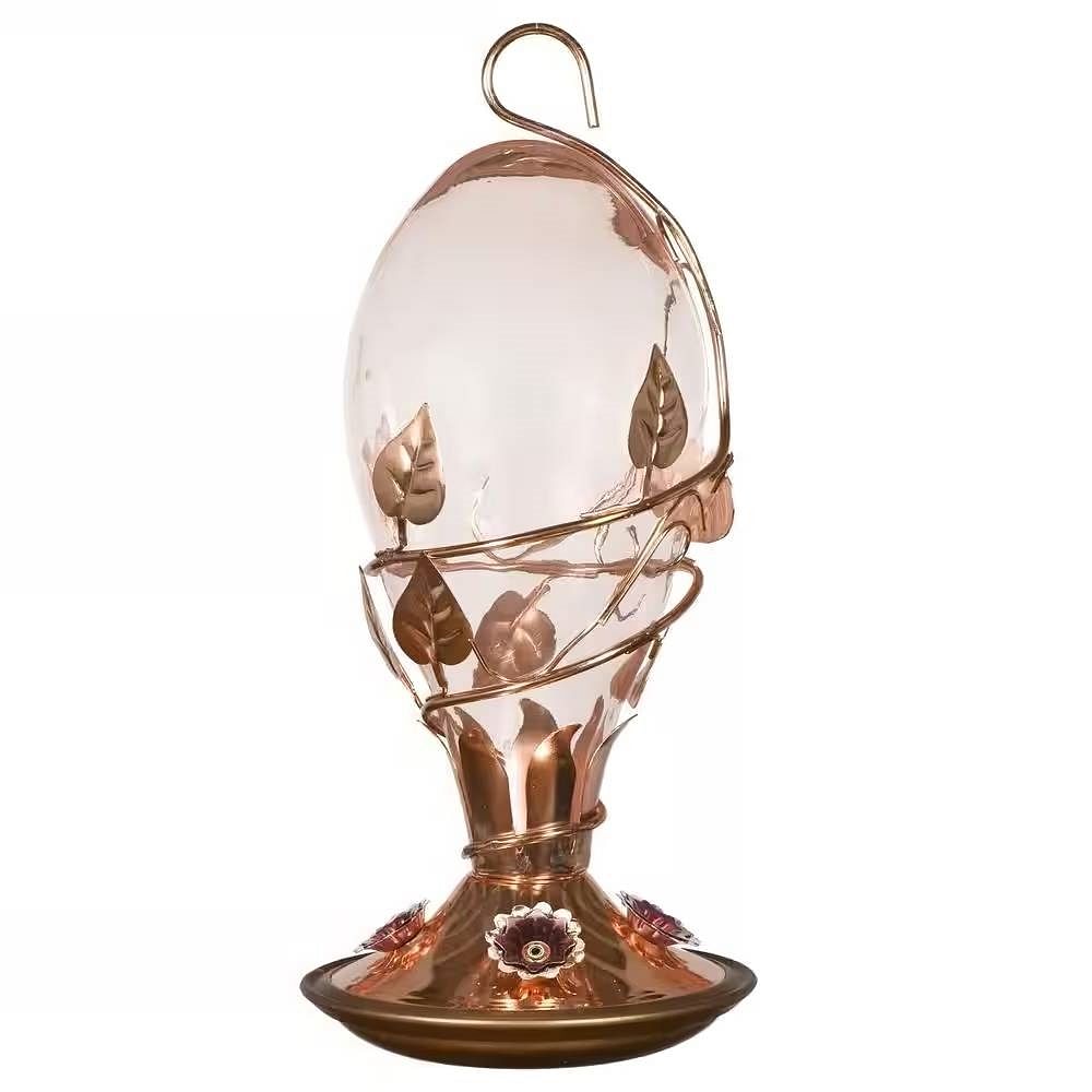 Copper and Glass Hummingbird Feeder - 32 Fl. oz. Nectar Capacity - Free Shipping