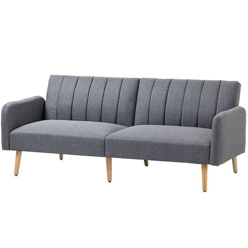 Modern Mid-Century Light Gray Linen-touch Polyester Futon Sleeper Sofa Bed - Free Shipping
