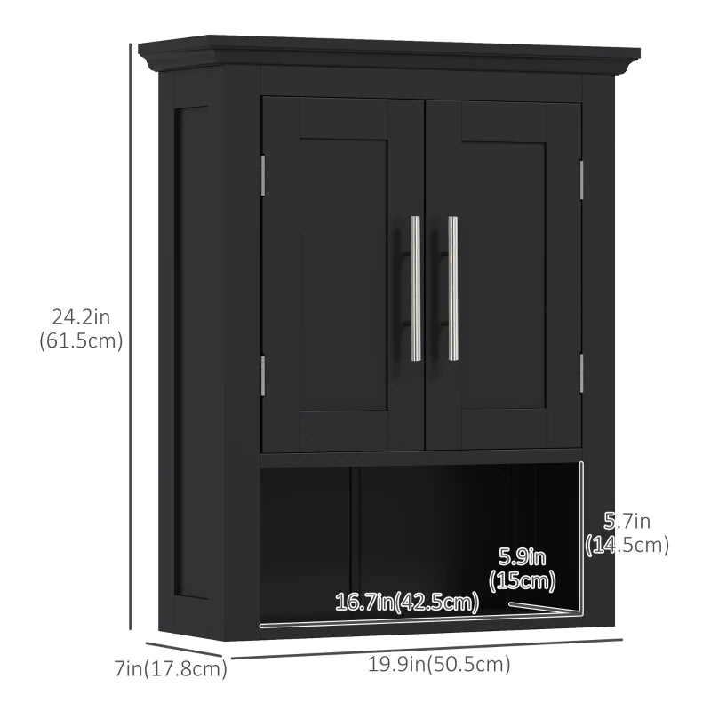Bathroom Wall Cabinet, Medicine Cabinet, Toilet Storage Cabinet with Shelf for Living Room and Entryway, Black