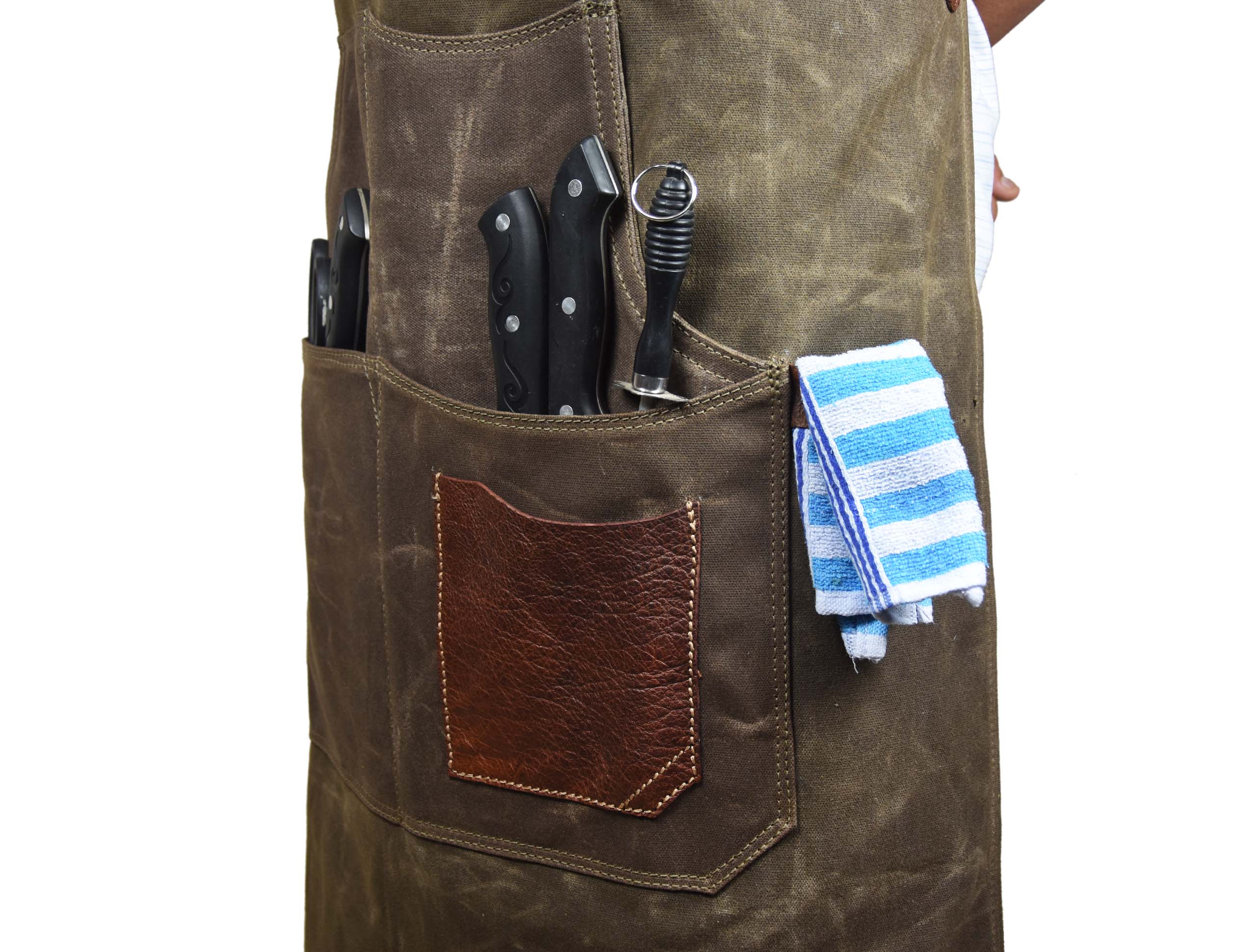 Durable Leather Canvas Apron – European Cowhide Blend