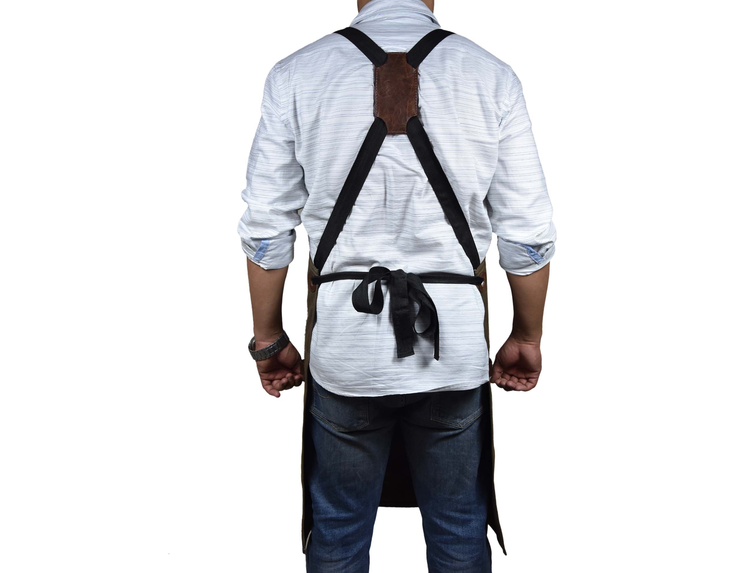 Durable Leather Canvas Apron – European Cowhide Blend