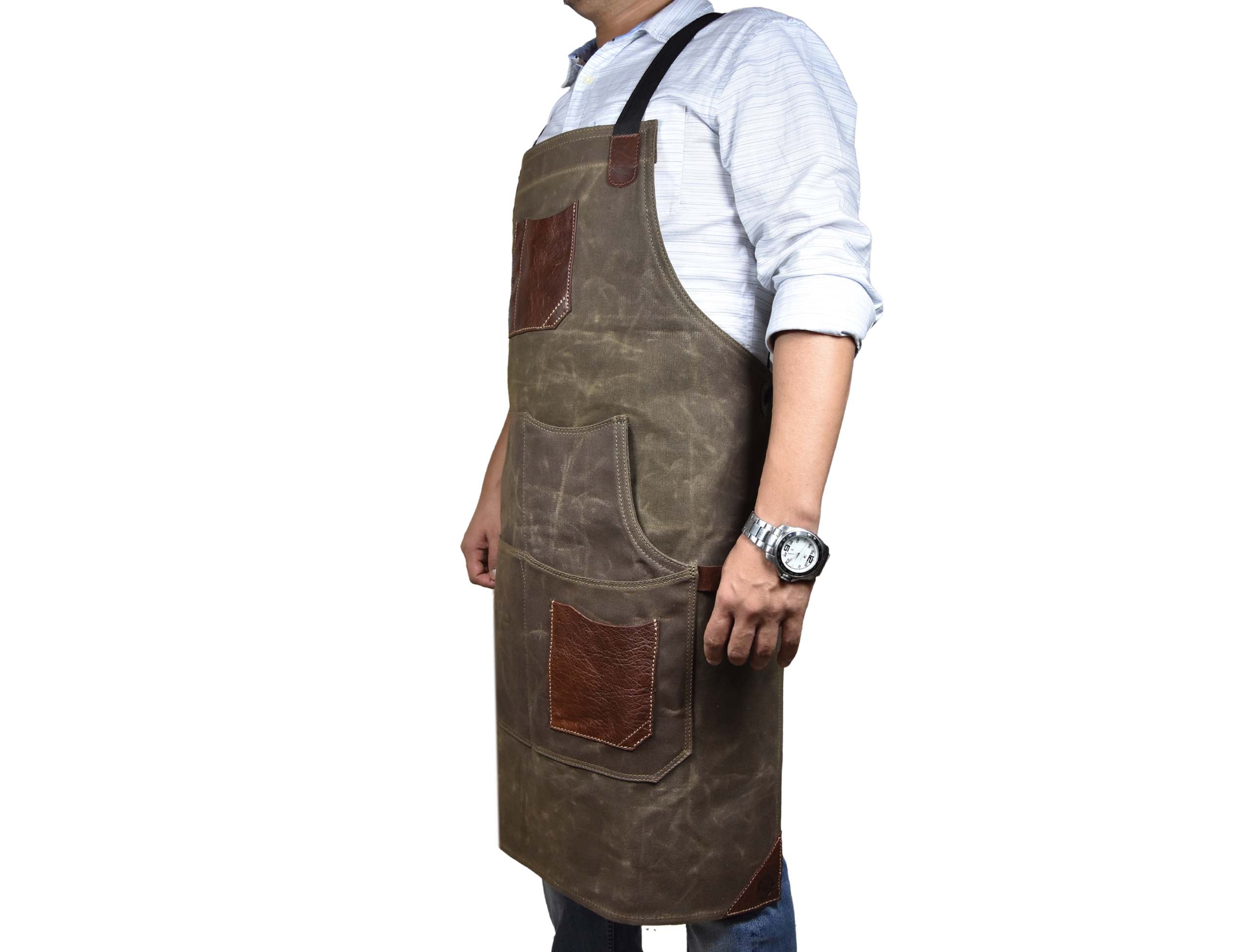 Durable Leather Canvas Apron – European Cowhide Blend