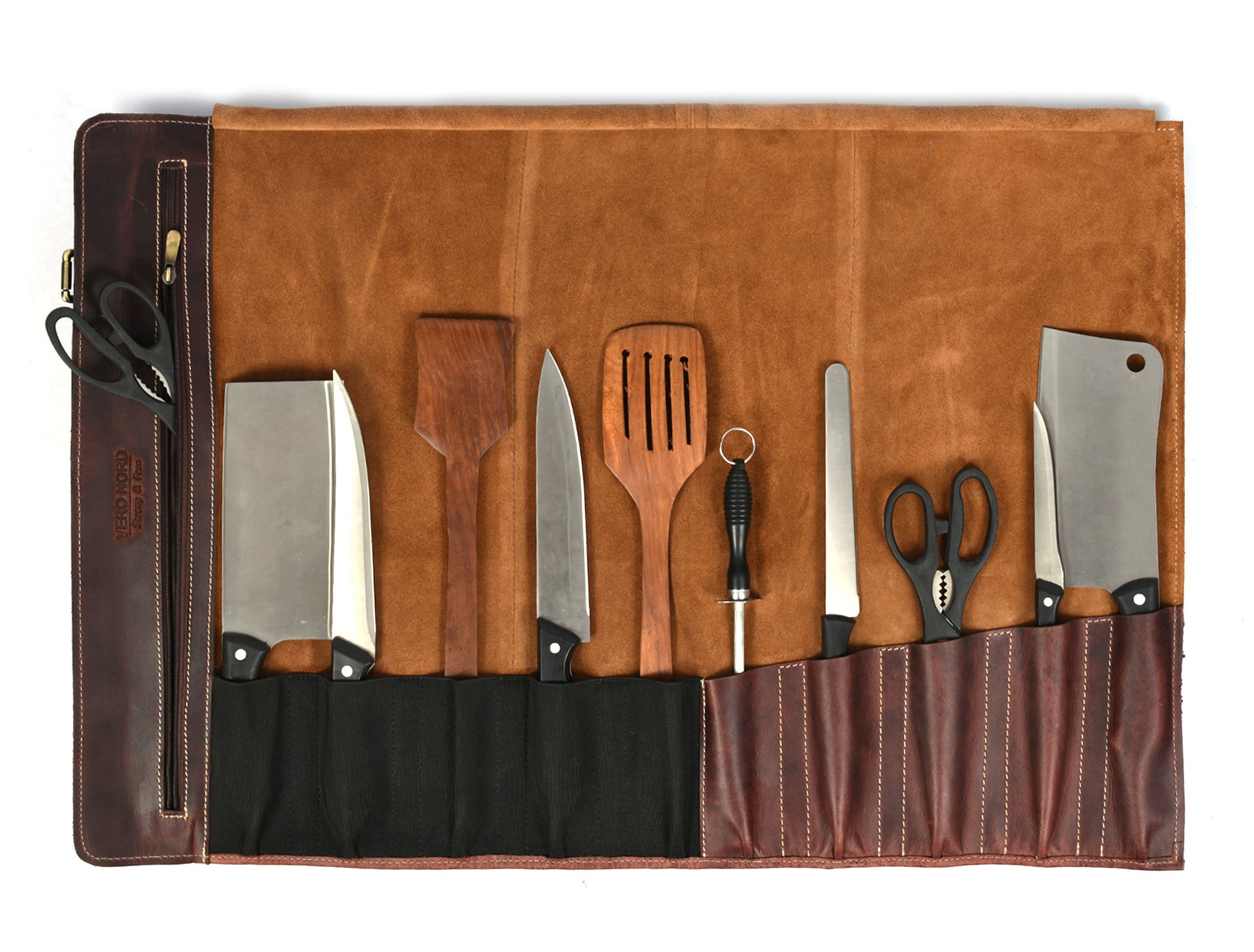 Bend Leather Chef Knife Roll 10 Slot