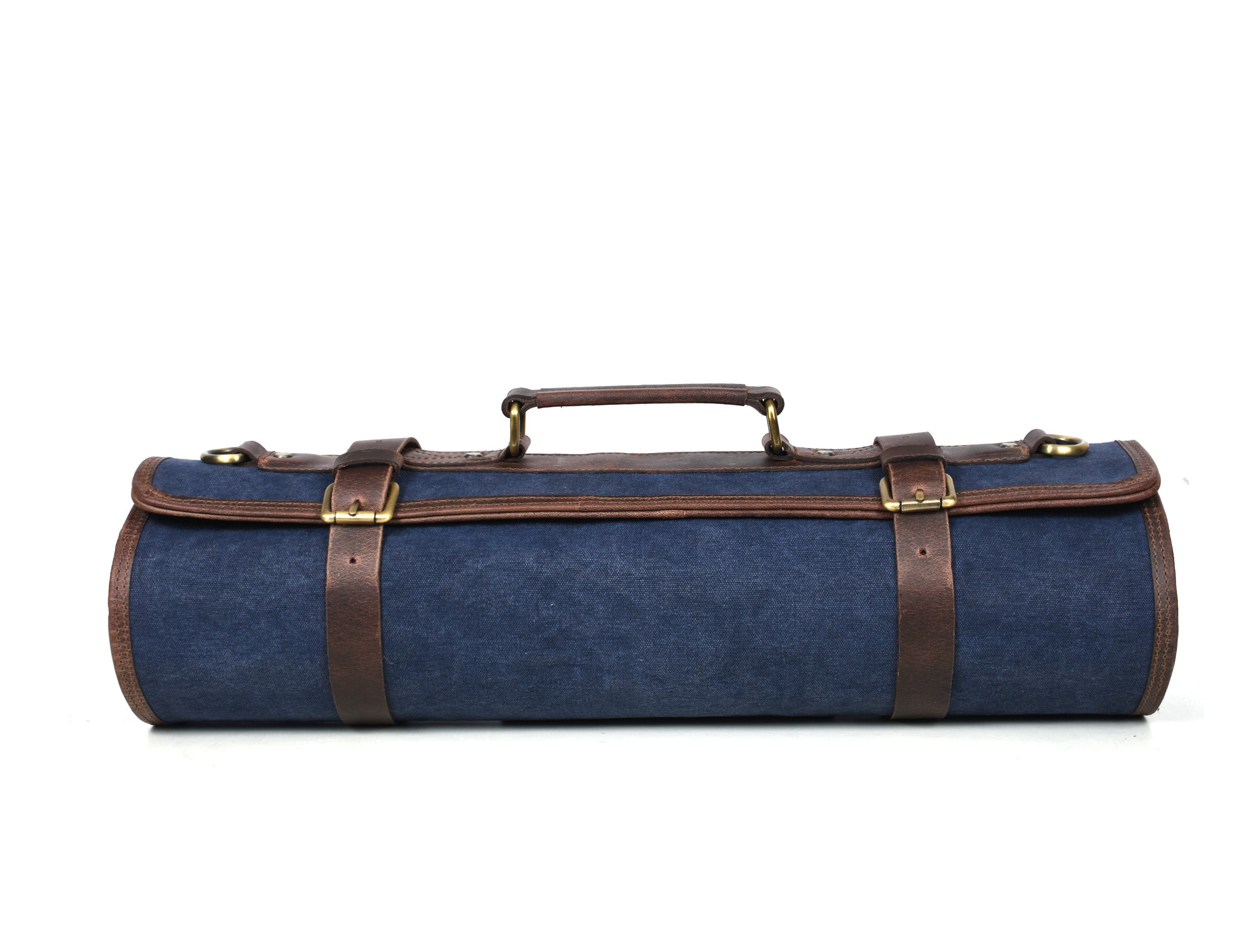 Turin Leather Canvas Chef Knife Roll Abyss Blue 10 Slot ( KR-68B )