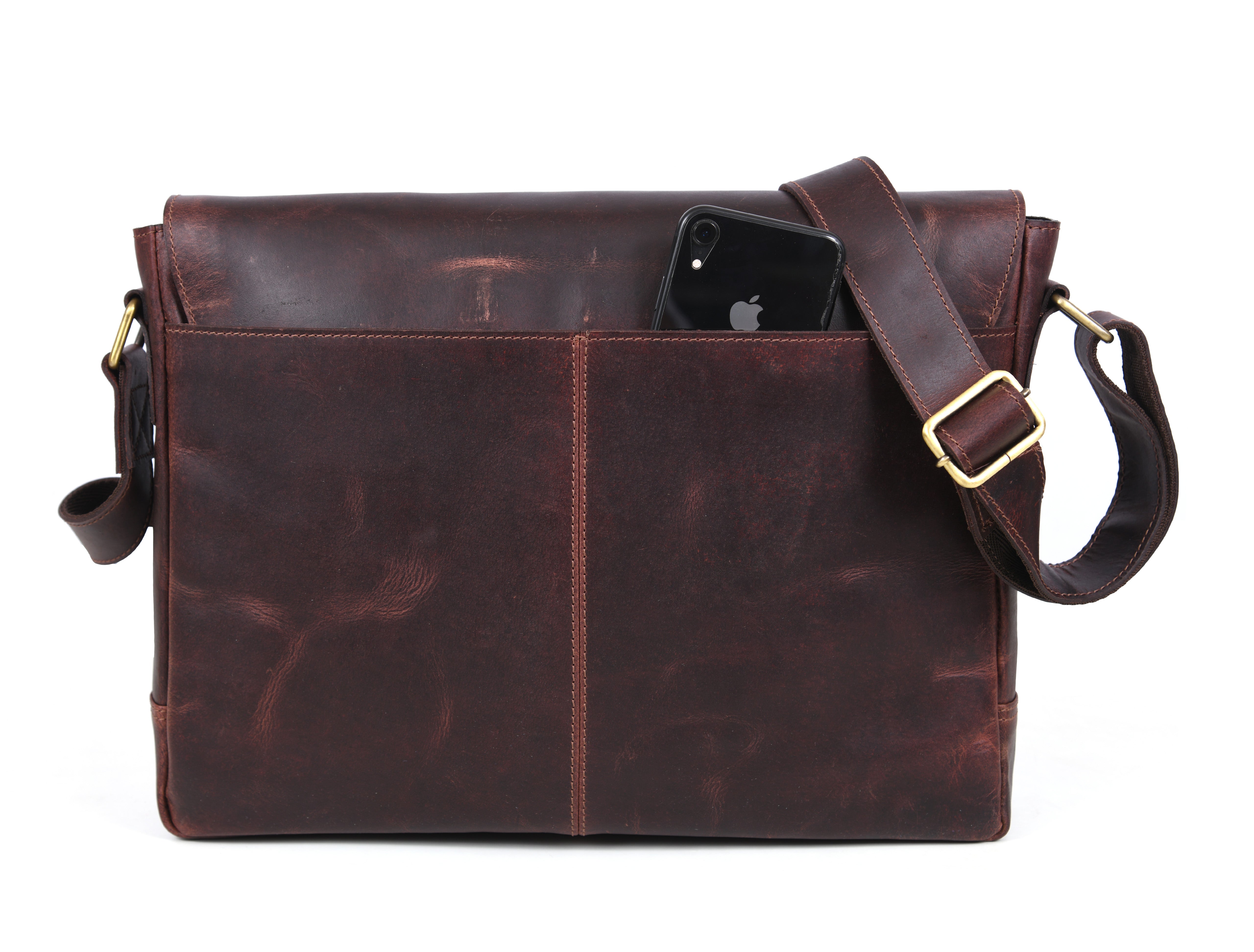 Hudson Leather Messenger Bag - Walnut Brown