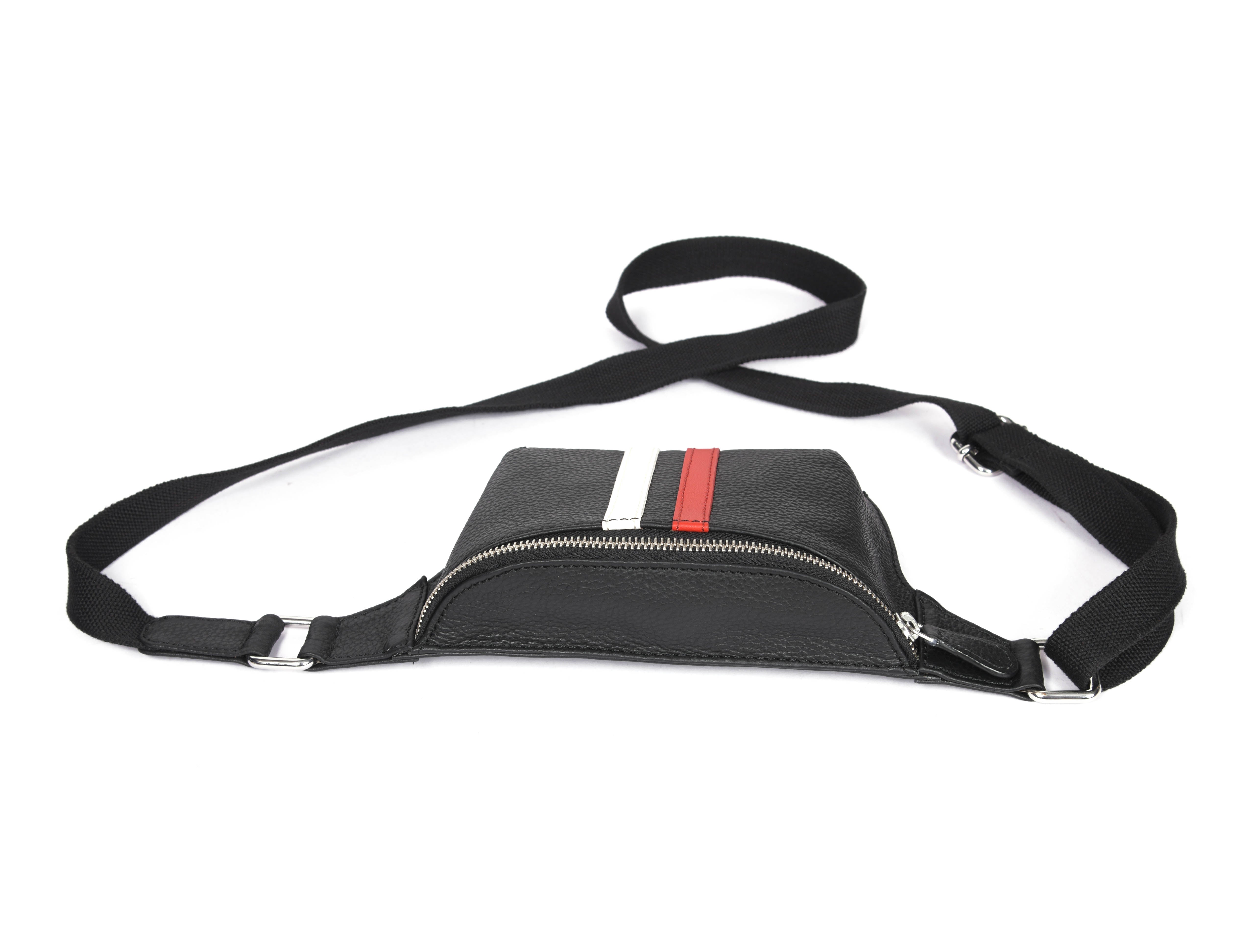 Striped Leather Fanny Bag ( MB-234 )