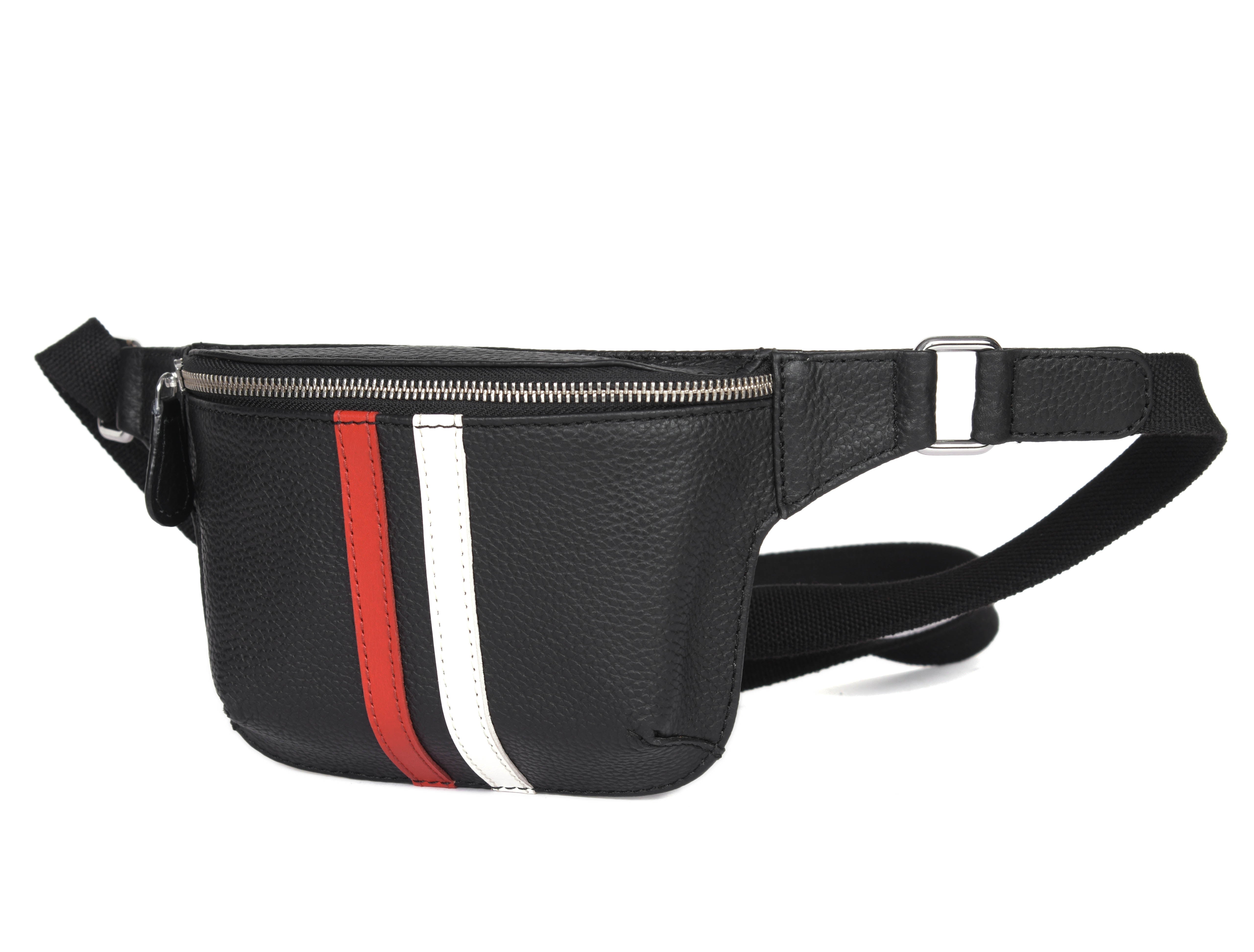 Striped Leather Fanny Bag ( MB-234 )