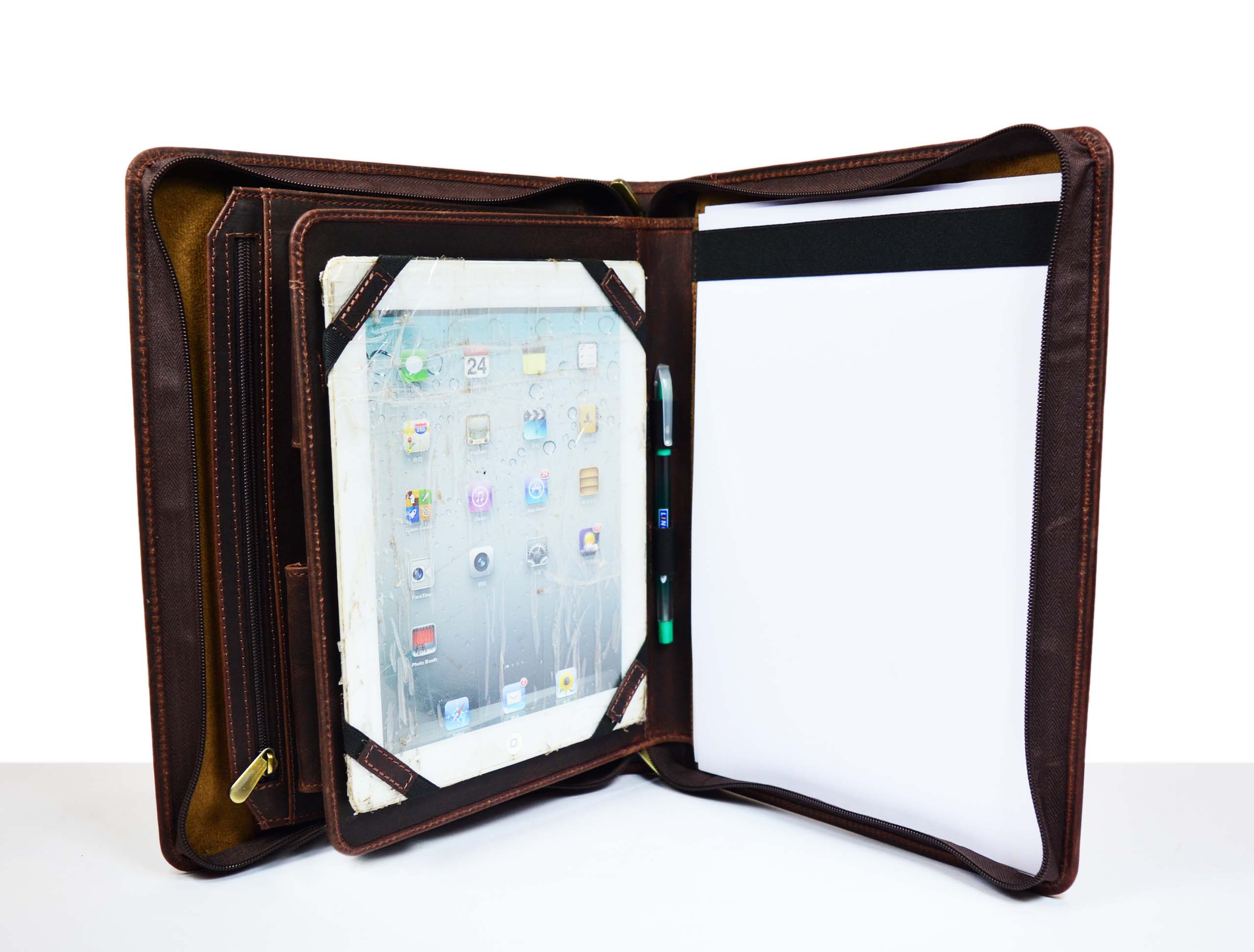 Leather Travel Organizer for iPad & Essentials