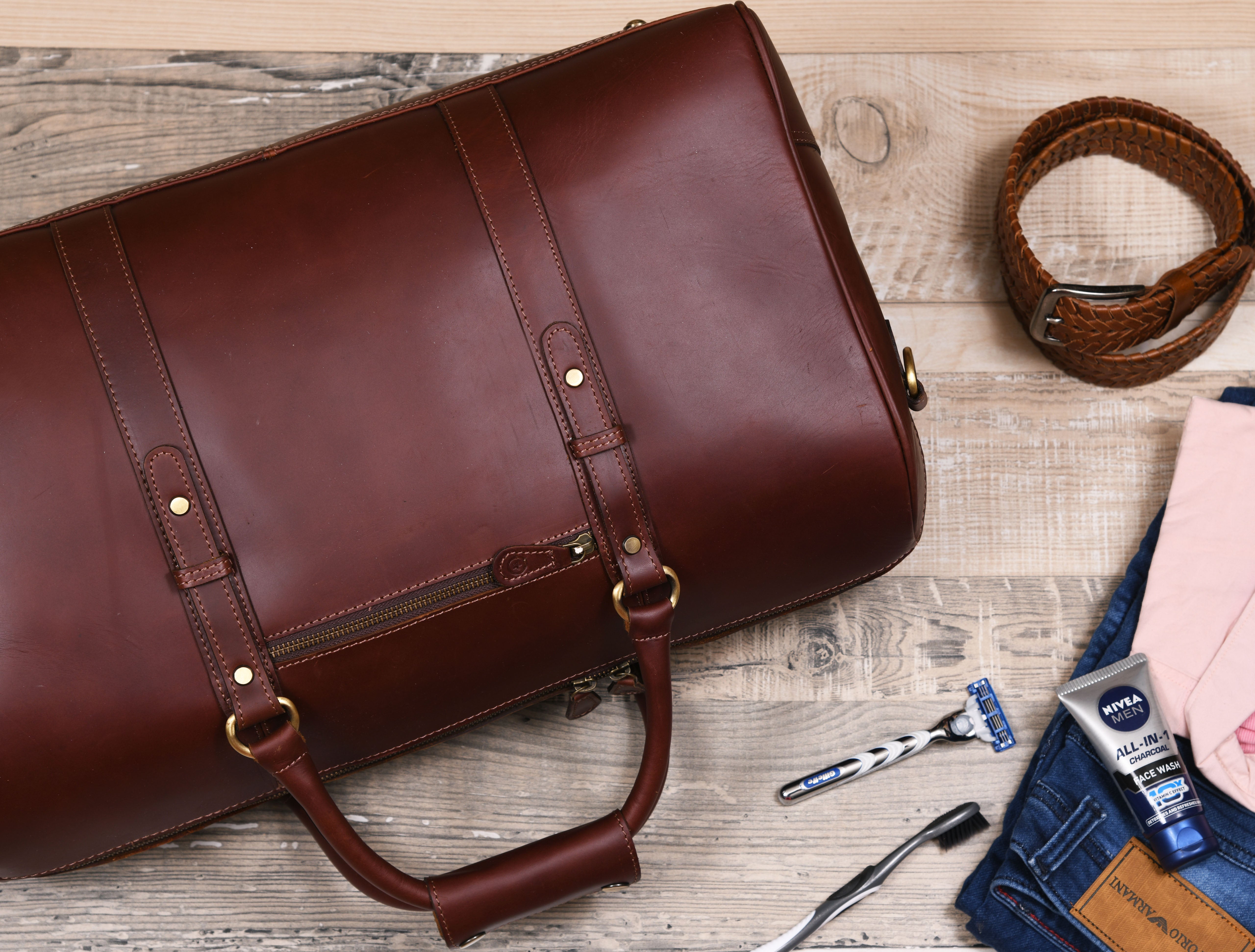 Leather Travel Duffle Bag – Durable & Spacious