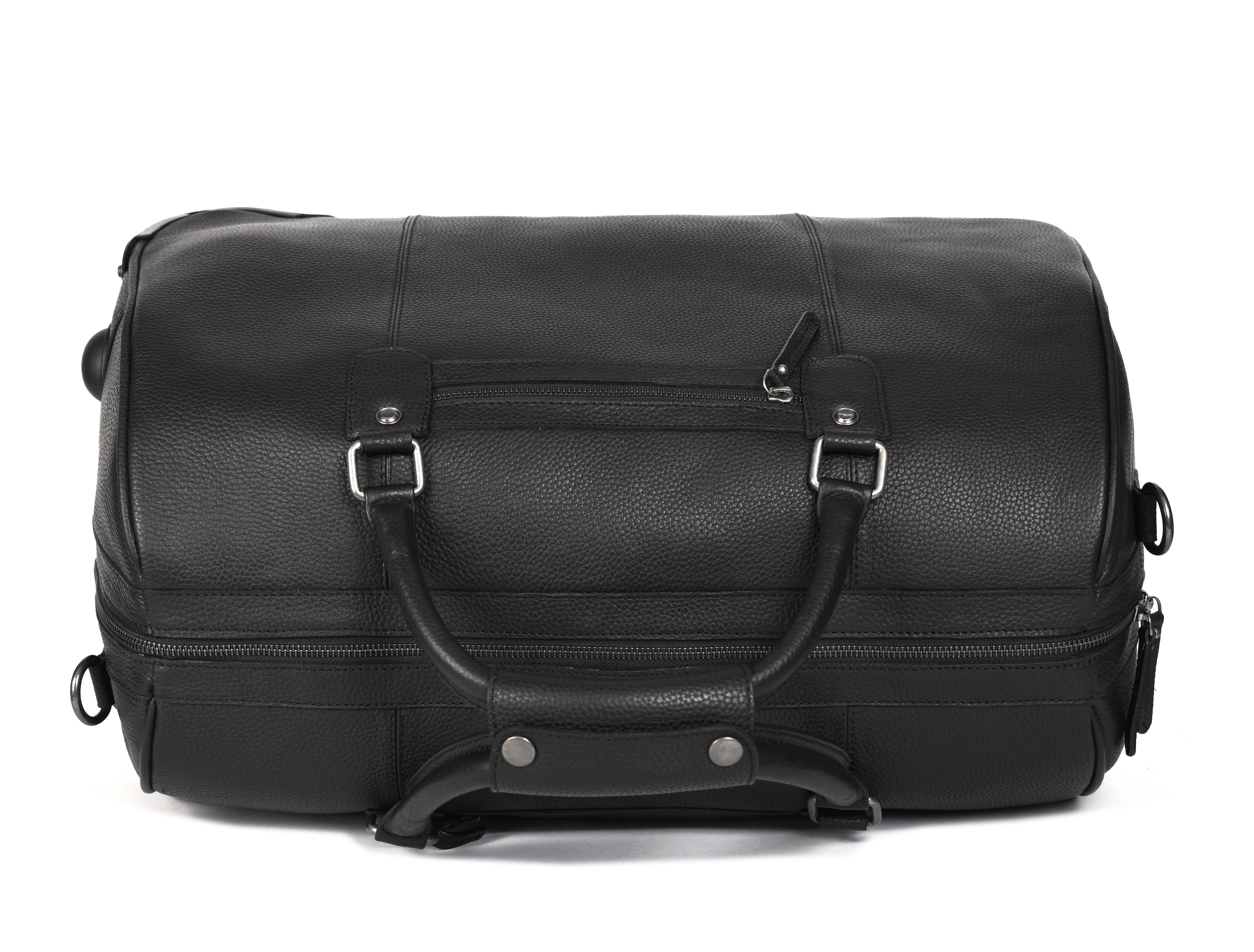 Leather Trolley Bag with Wheels & Ample Storage
