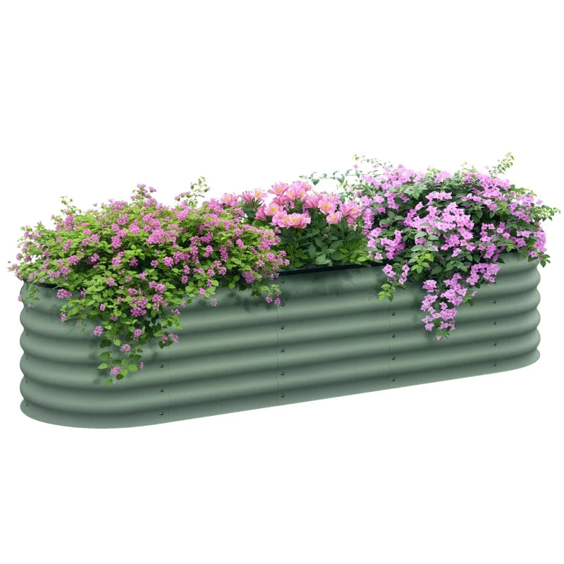 6.5 x 2 x 1.5 FT Galvanized Steel Raised Garden Bed, Metal Garden Bed Planter Box with Safety Edging, Green