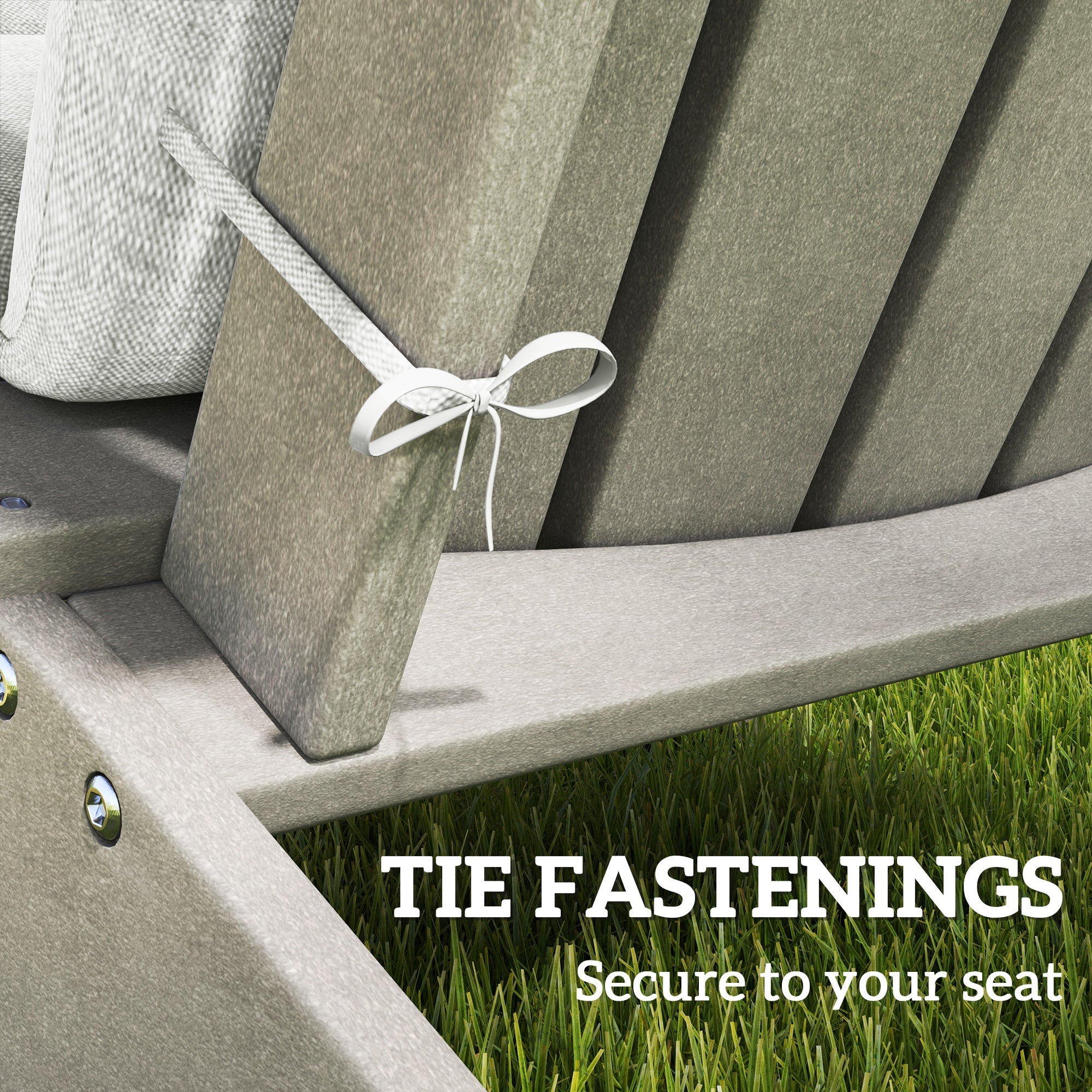 Outsunny Set of 2 Patio Chair Cushions, High Back Adirondack Chair Cushion with Ties, High-Density Foam, Light Grey