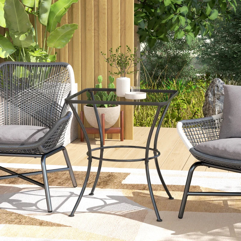 Square Garden Metal Bistro Table Outdoor Patio Coffee Side Desk 23.6" x 23.6" x 27.6" Black