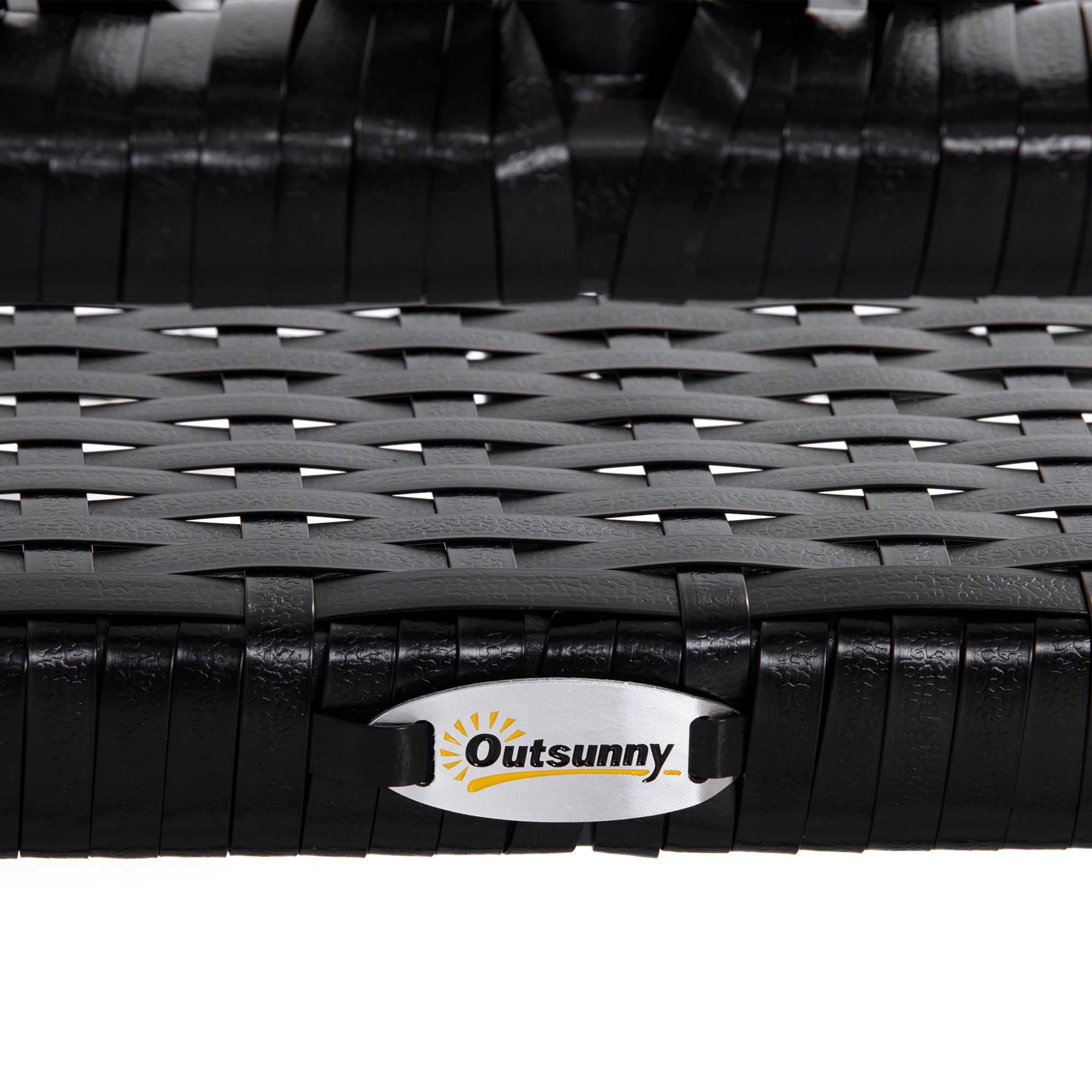 Outsunny Outdoor Rattan Swing Glider Chair 2-Person Patio Loveseat Rocker with Wide Seat Curved Backrest Black