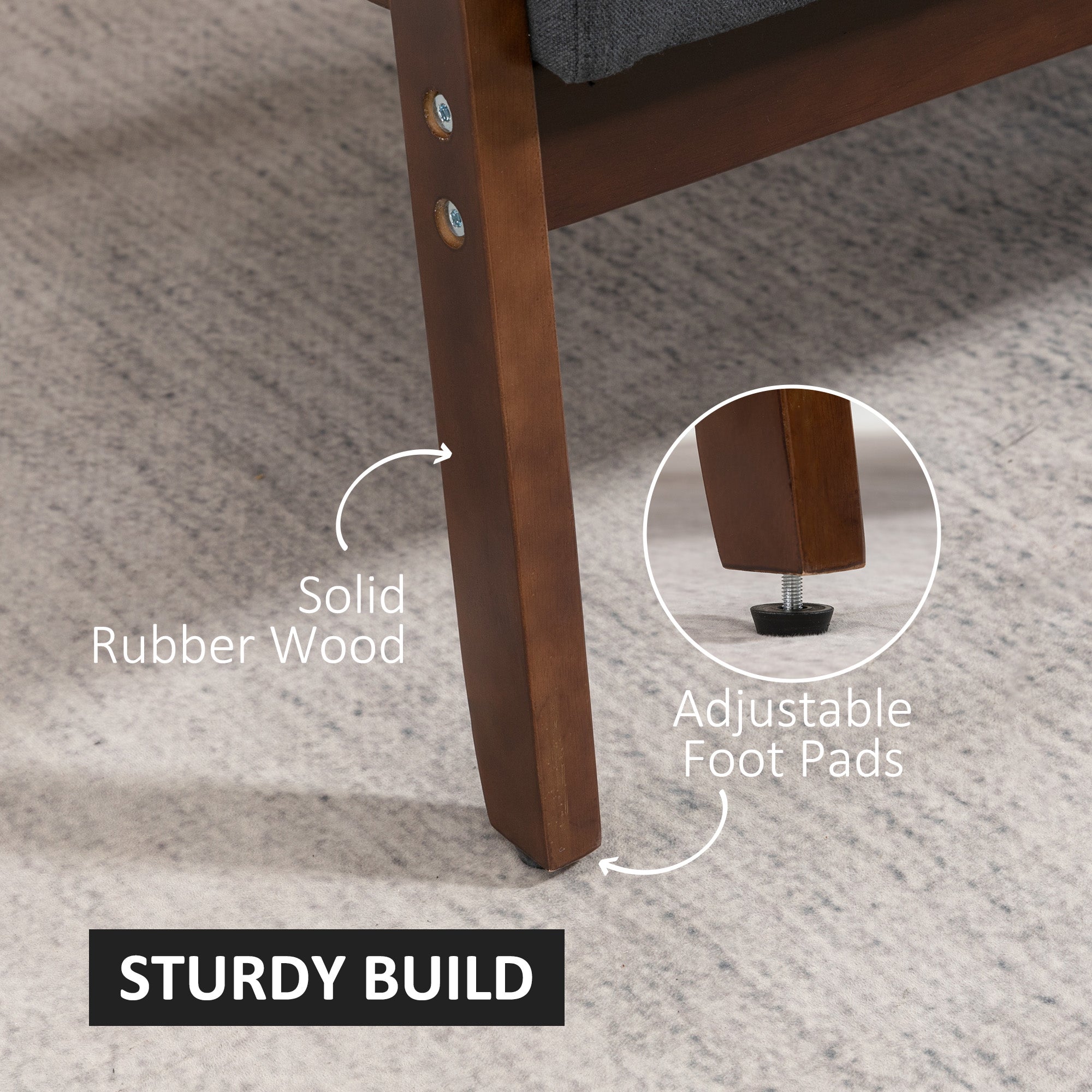 HOMCOM Compact Linen Loveseat Sofa: Double Seat with Rubber Wood Frame, Dark Grey