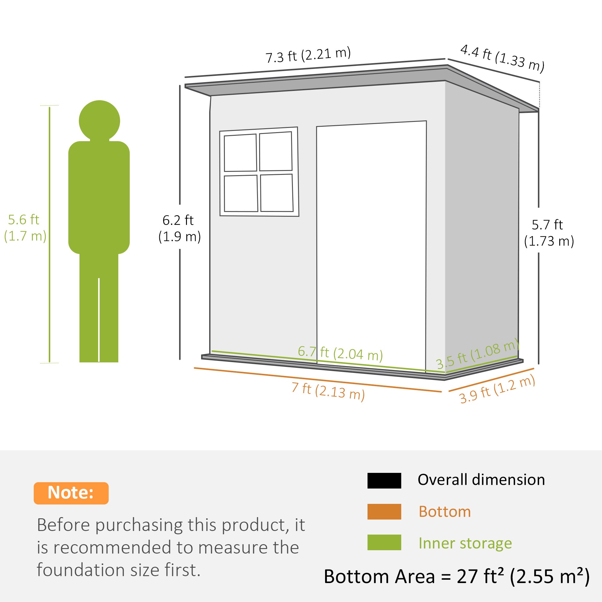 Outsunny 7' x 4' Galvanised Steel Outdoor Storage Shed, Garden Shed with Window, Lockable Wide Door and Air Vents, Dark Grey