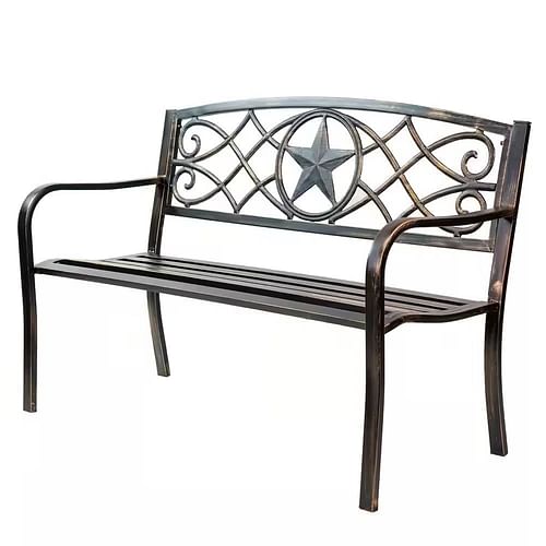 Powder Coated Steel 4-ft. Outdoor Patio Garden Bench in Bronze Metal Finish - Free Shipping