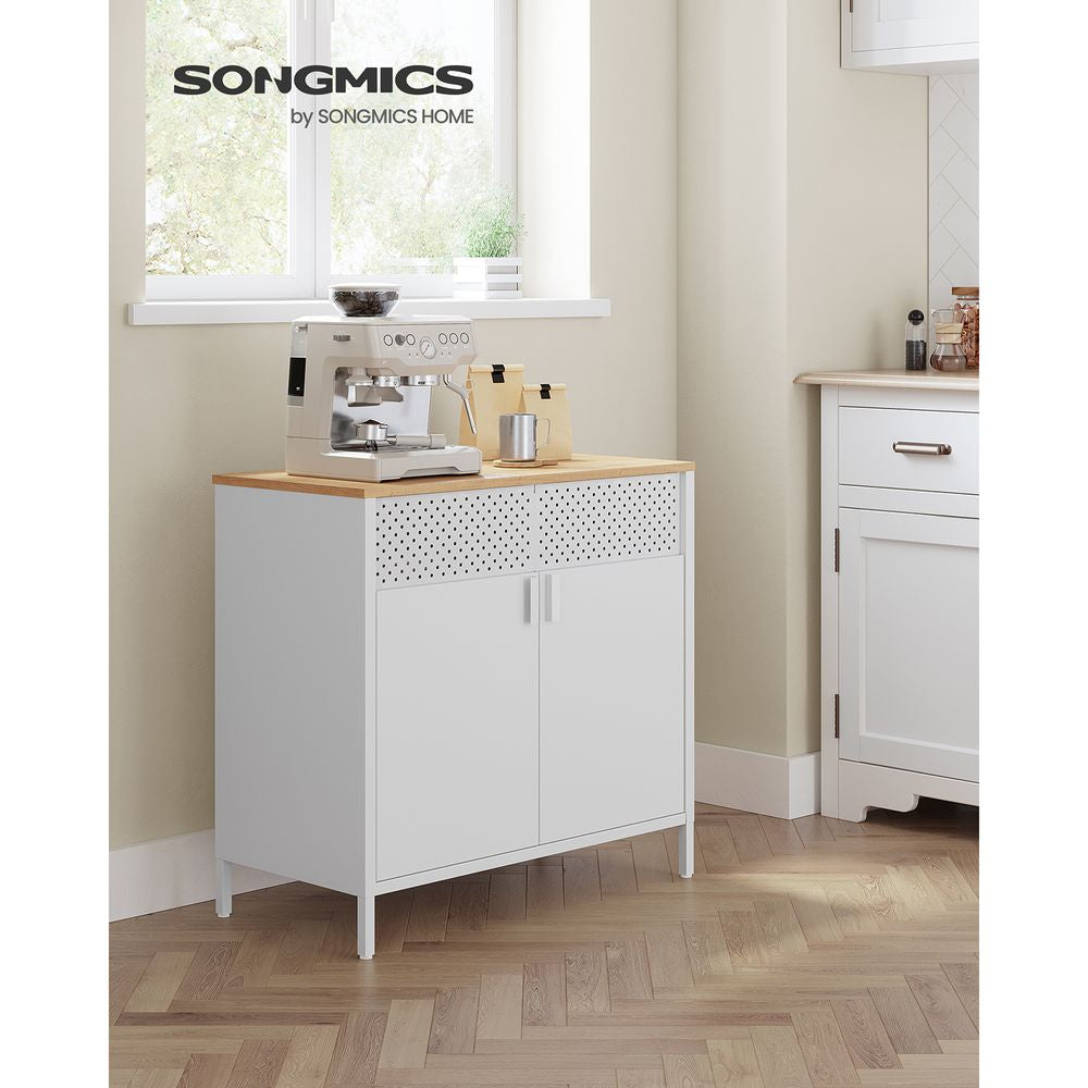 Storage Sideboard Buffet Cabinet with Adjustable Shelves & Pegboard