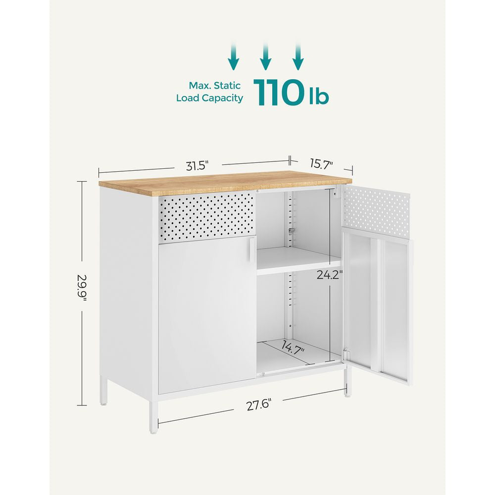 Storage Sideboard Buffet Cabinet with Adjustable Shelves & Pegboard