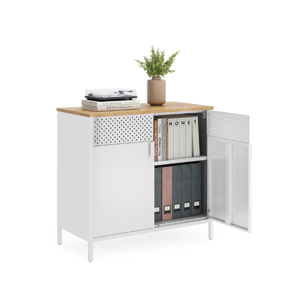 Storage Sideboard Buffet Cabinet with Adjustable Shelves & Pegboard