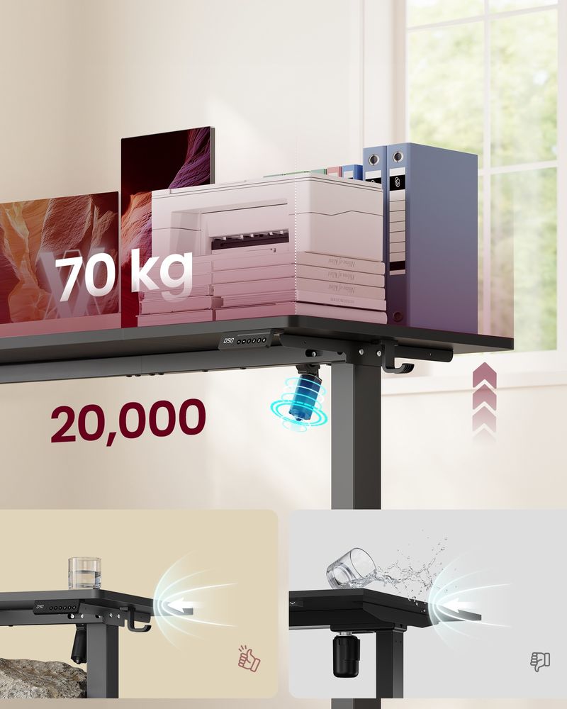 VASAGLE Electric Height Adjustable Standing Desk with Memory Presets & Sedentary Reminder