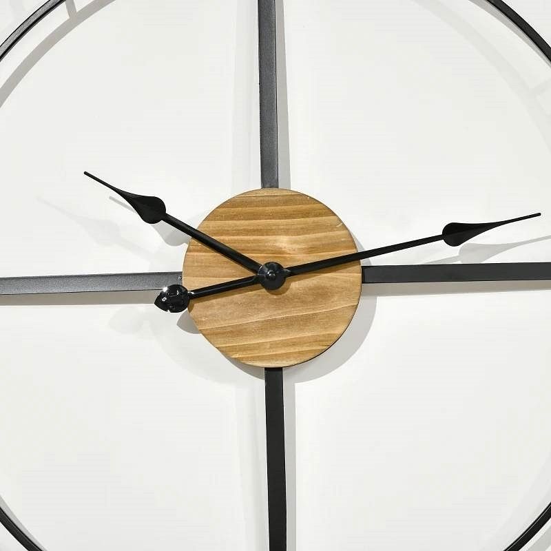 36-inch Metal Silent Wall Clock with Roman Numerals and Wooden Center - Free Shipping