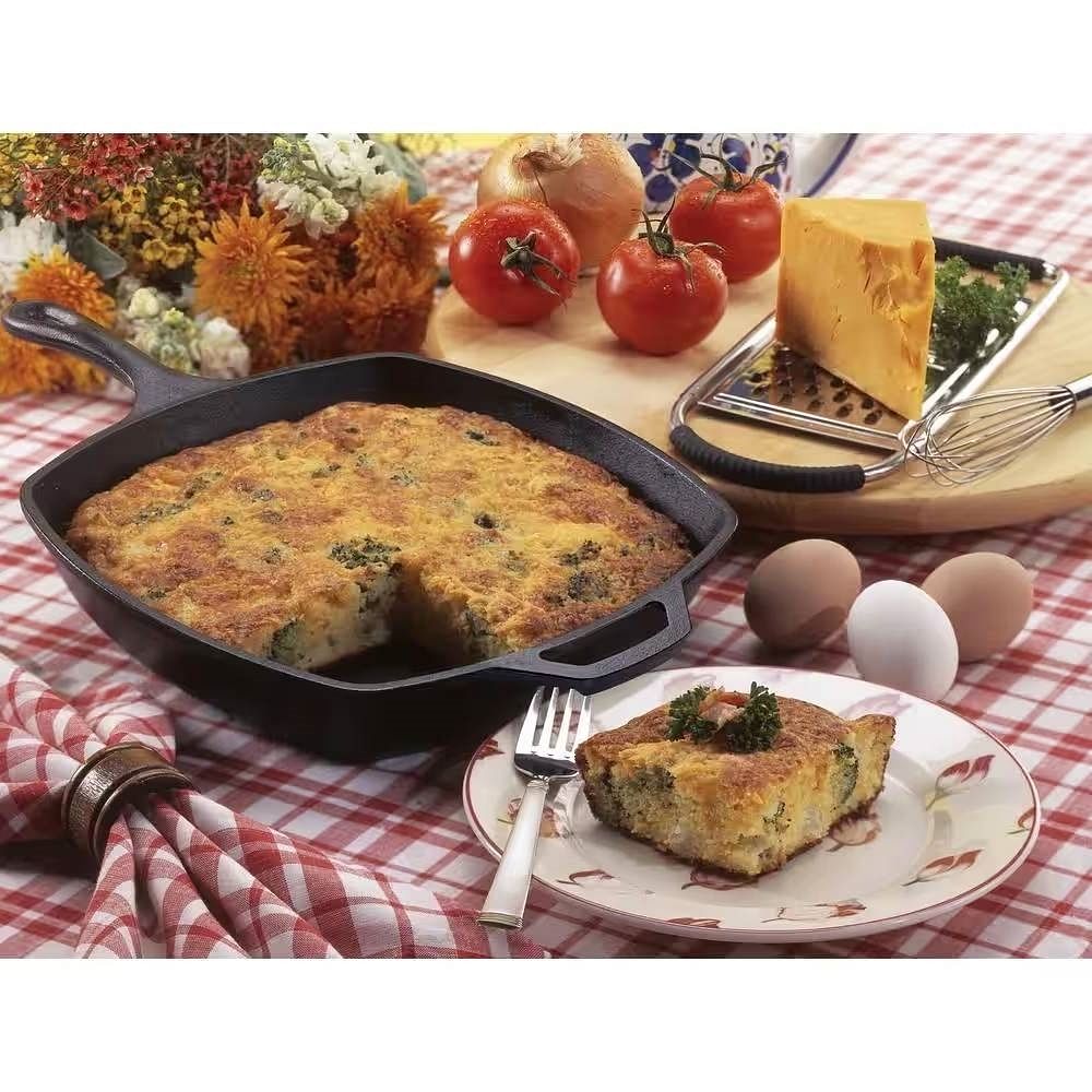 10.5-inch Square Cast Iron Skillet Frying Pan - Made in USA - Free Shipping
